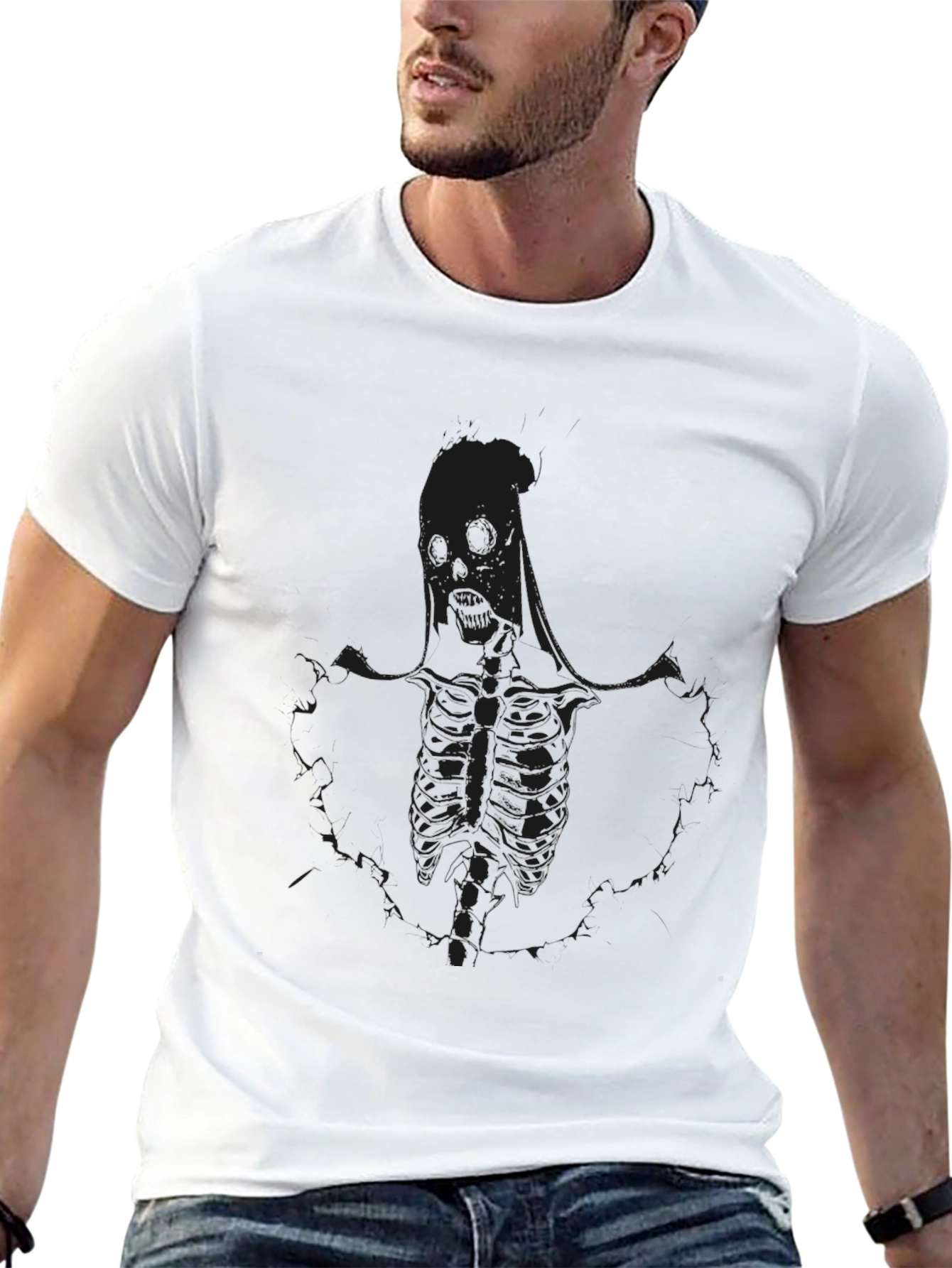 Black Skeleton Graphic Print T-Shirt