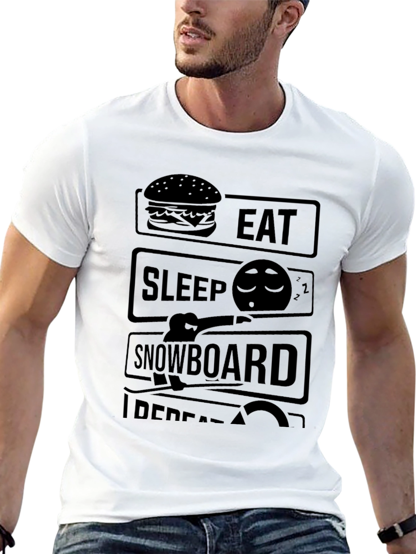 Eat Sleep Snowboard Repeat Black T-Shirt