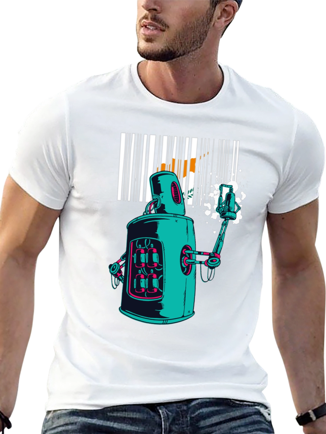 Retro Robot Graphic Tee - Cool Sci-Fi Design