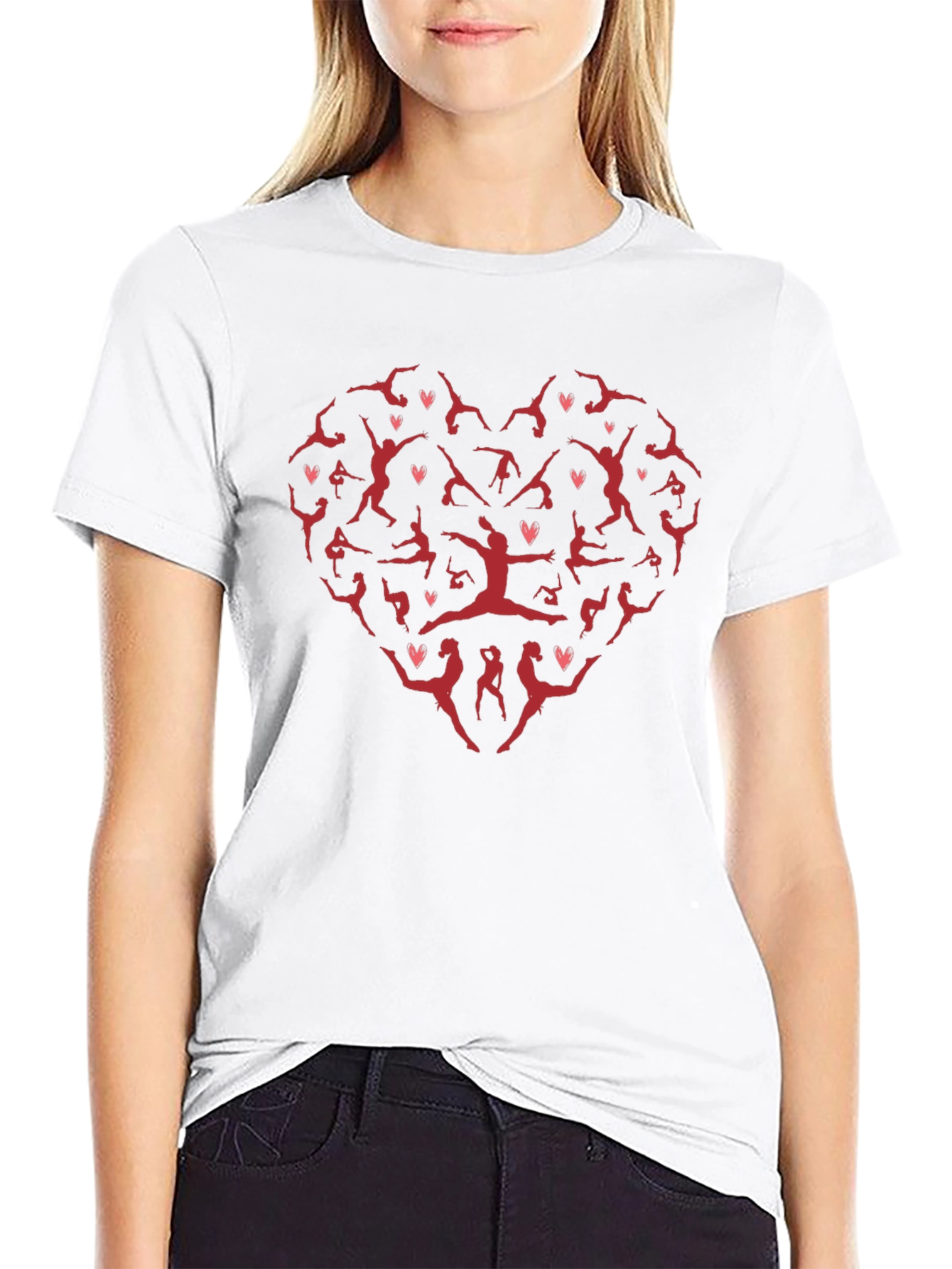Gymnastics Heart Graphic T-Shirt - Black Cotton Tee