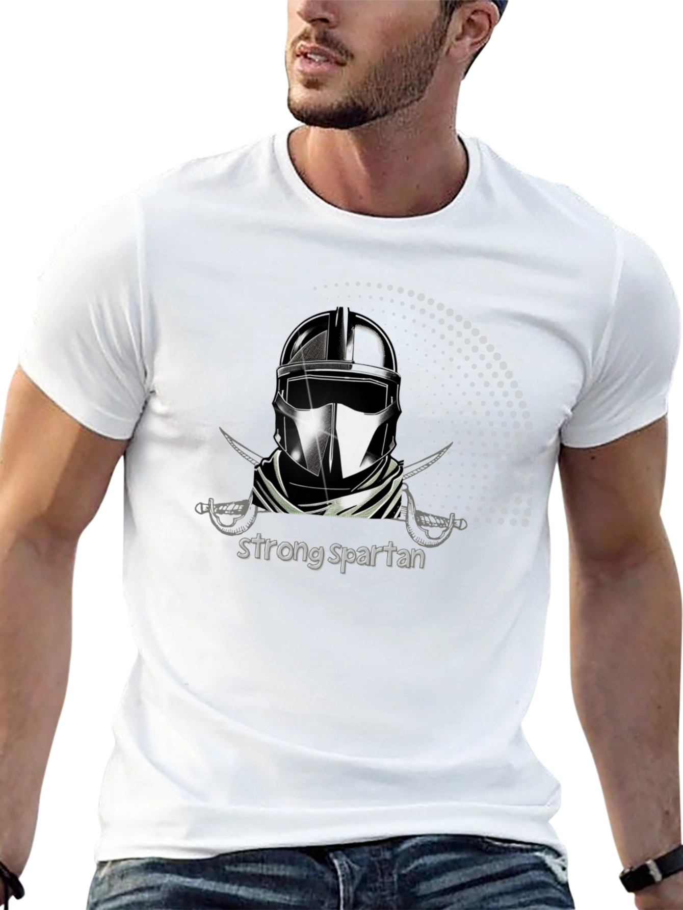 Strong Spartan Graphic Tee - Black Cotton T-Shirt