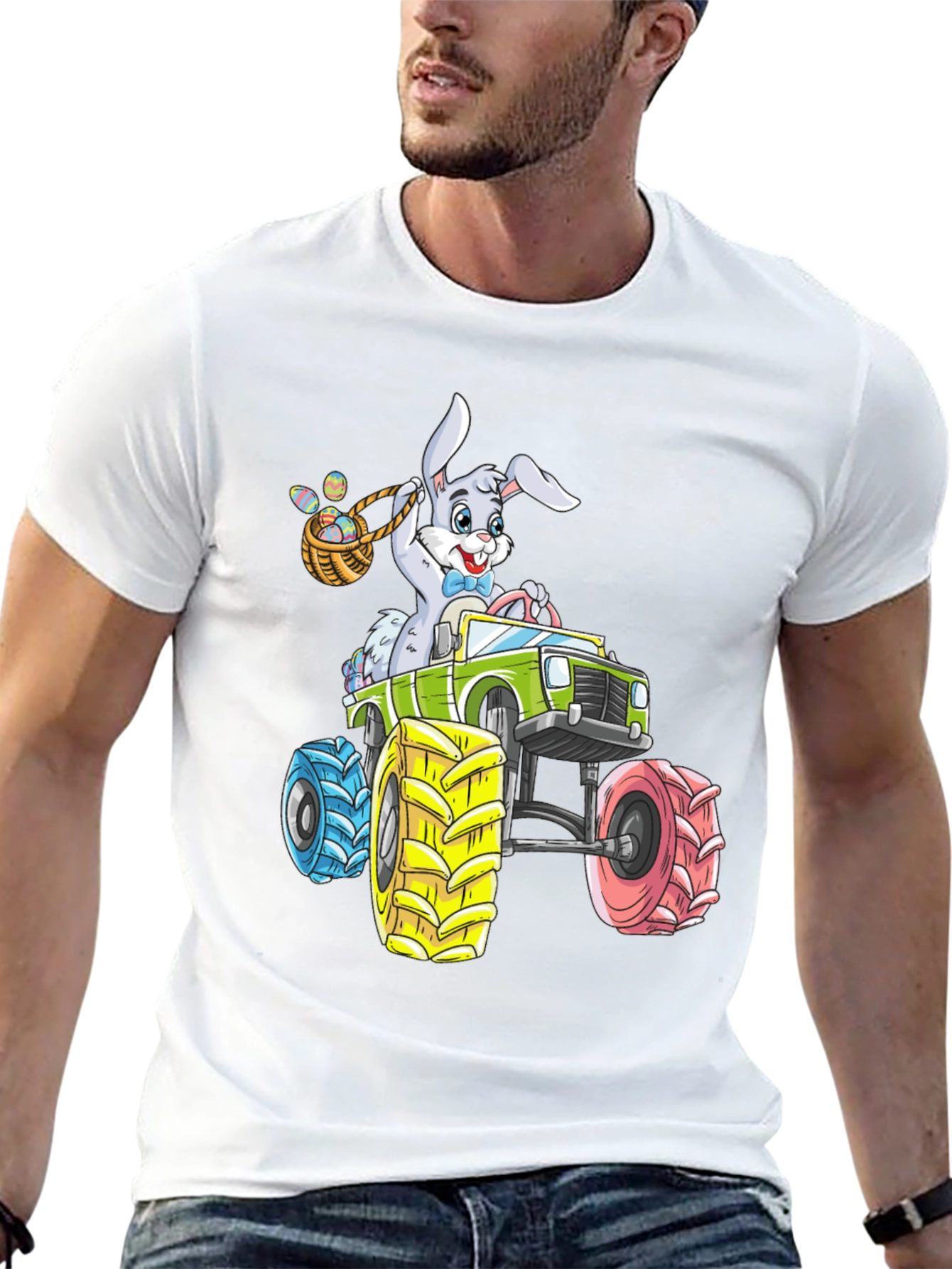 Easter Bunny Monster Truck Graphic T-Shirt