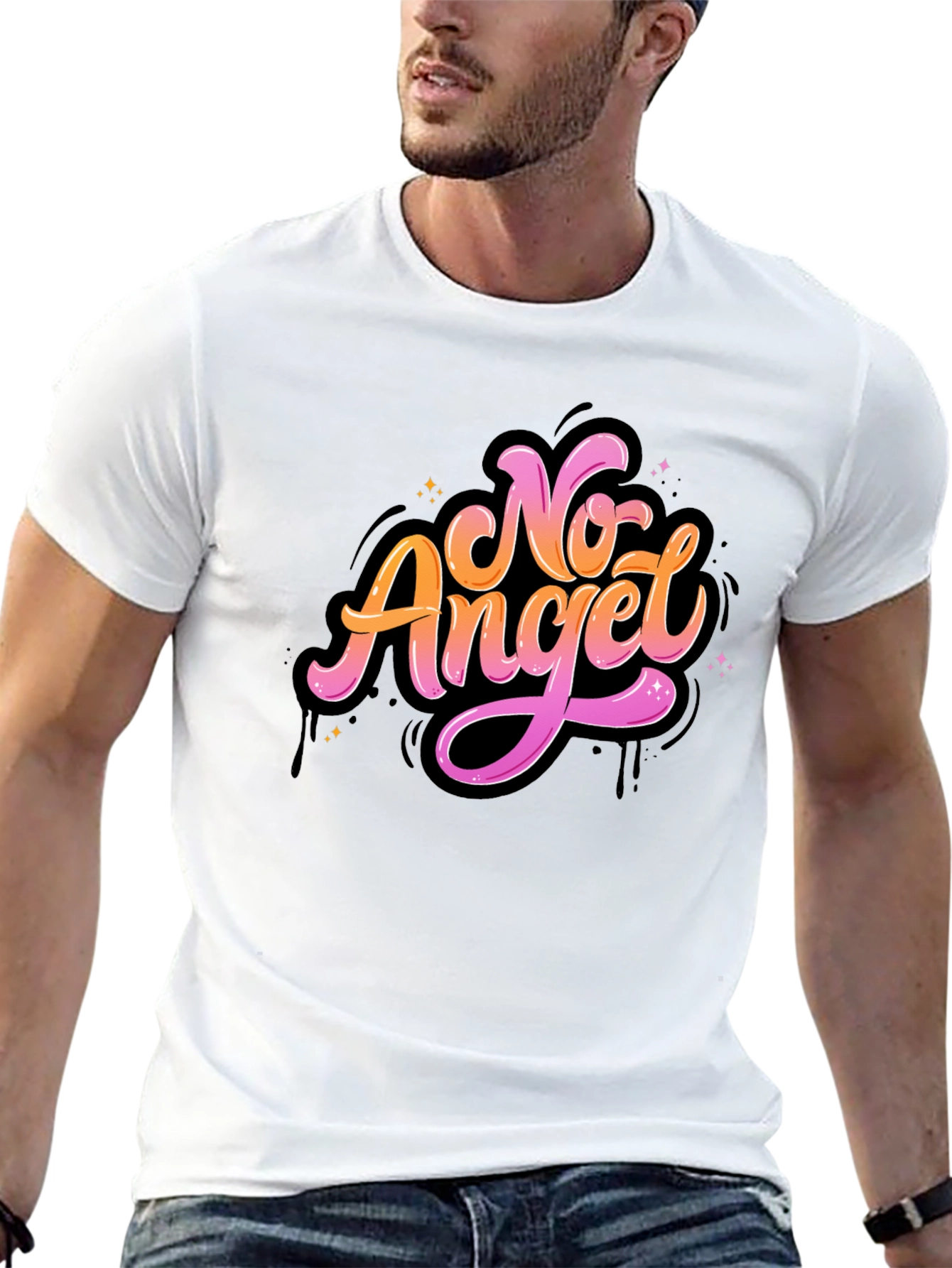 No Angel Graphic Tee - Stylish Black T-Shirt
