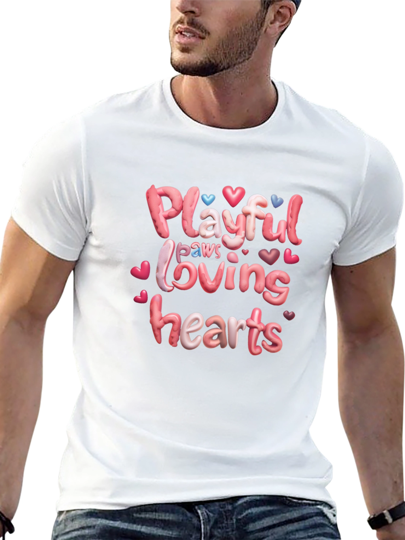 Playful Paws Loving Hearts T-Shirt