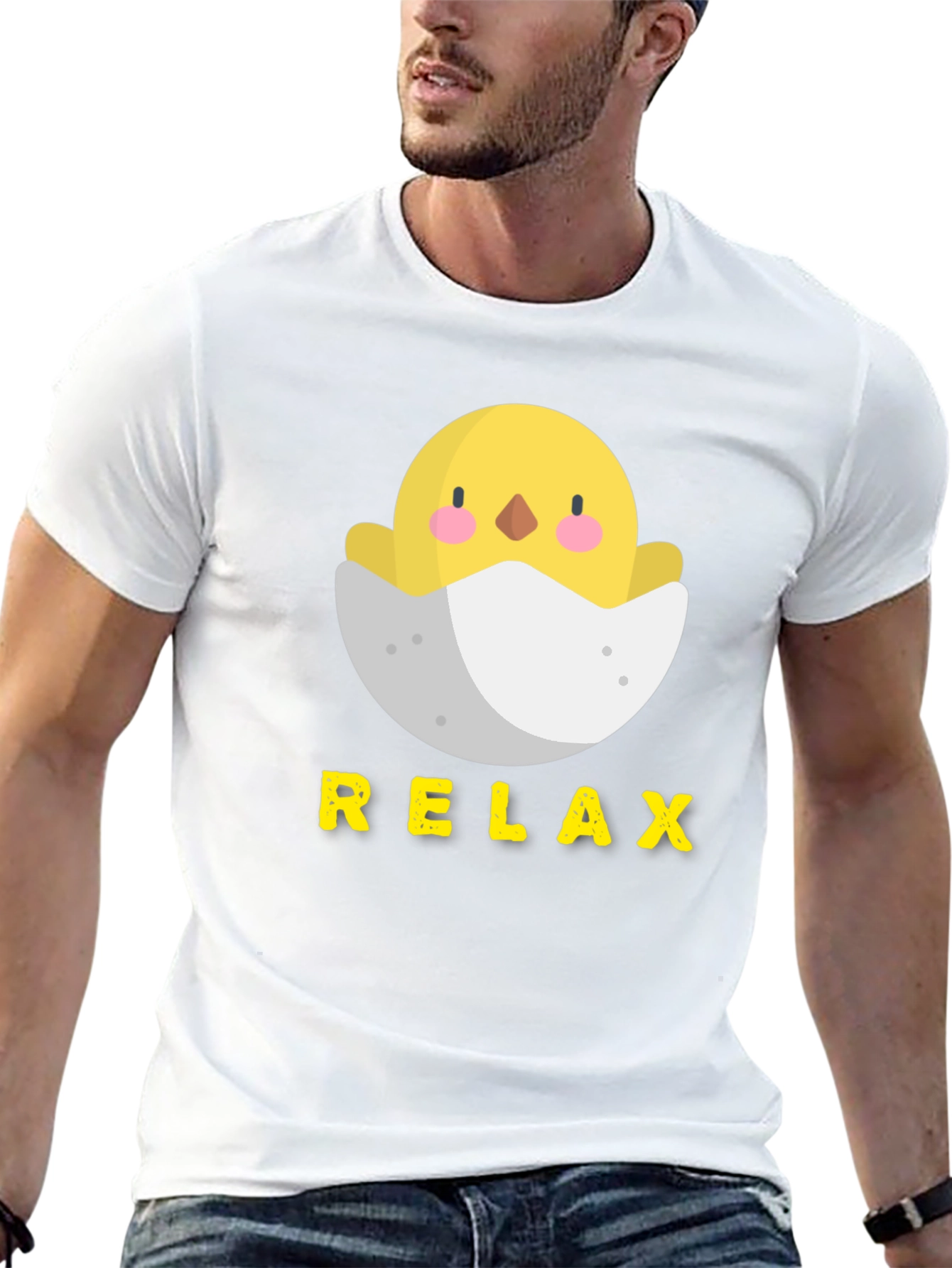 Relax Chick in Egg Black T-Shirt