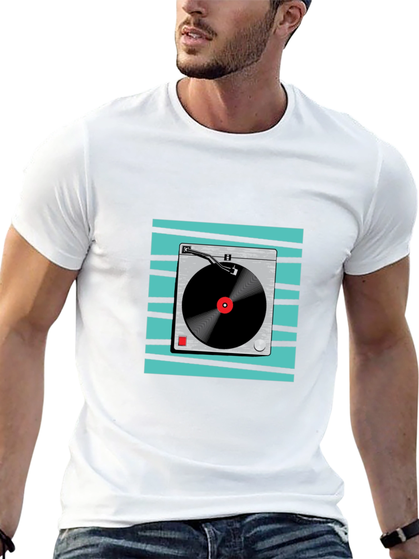 Retro Turntable Graphic Tee - Black