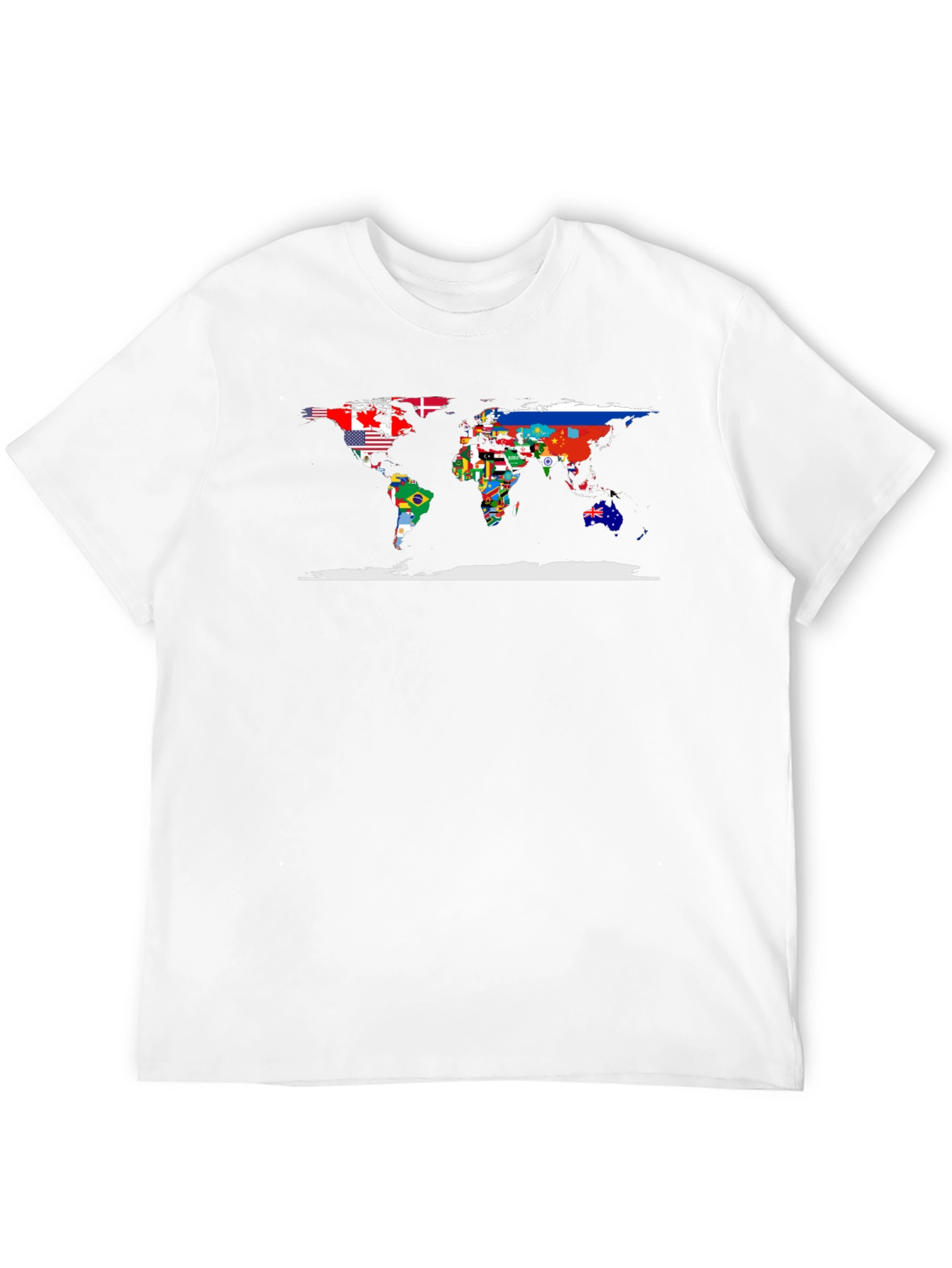 World Flags Map Black T-Shirt