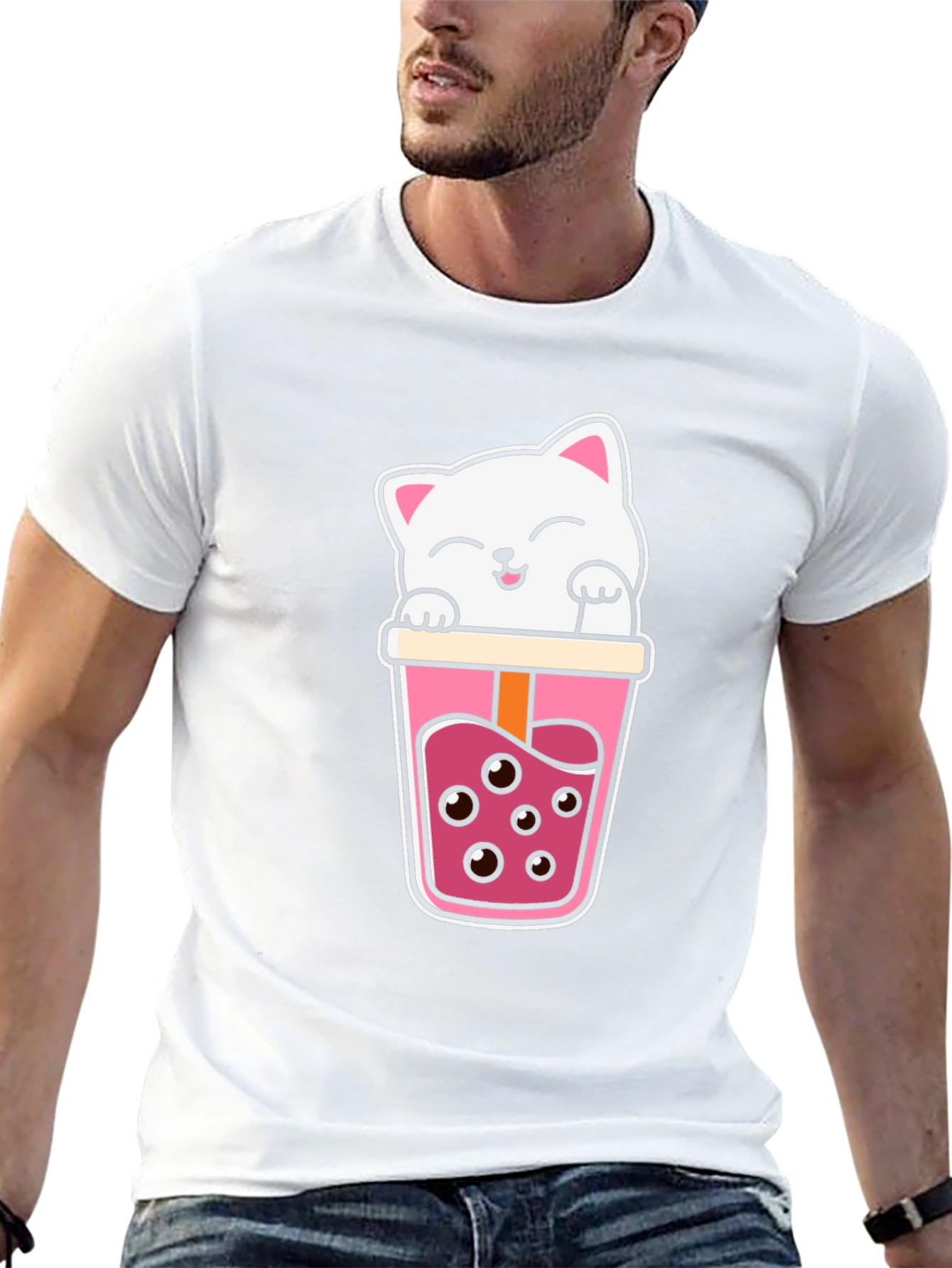 Kawaii Cat Boba Tea Graphic Tee