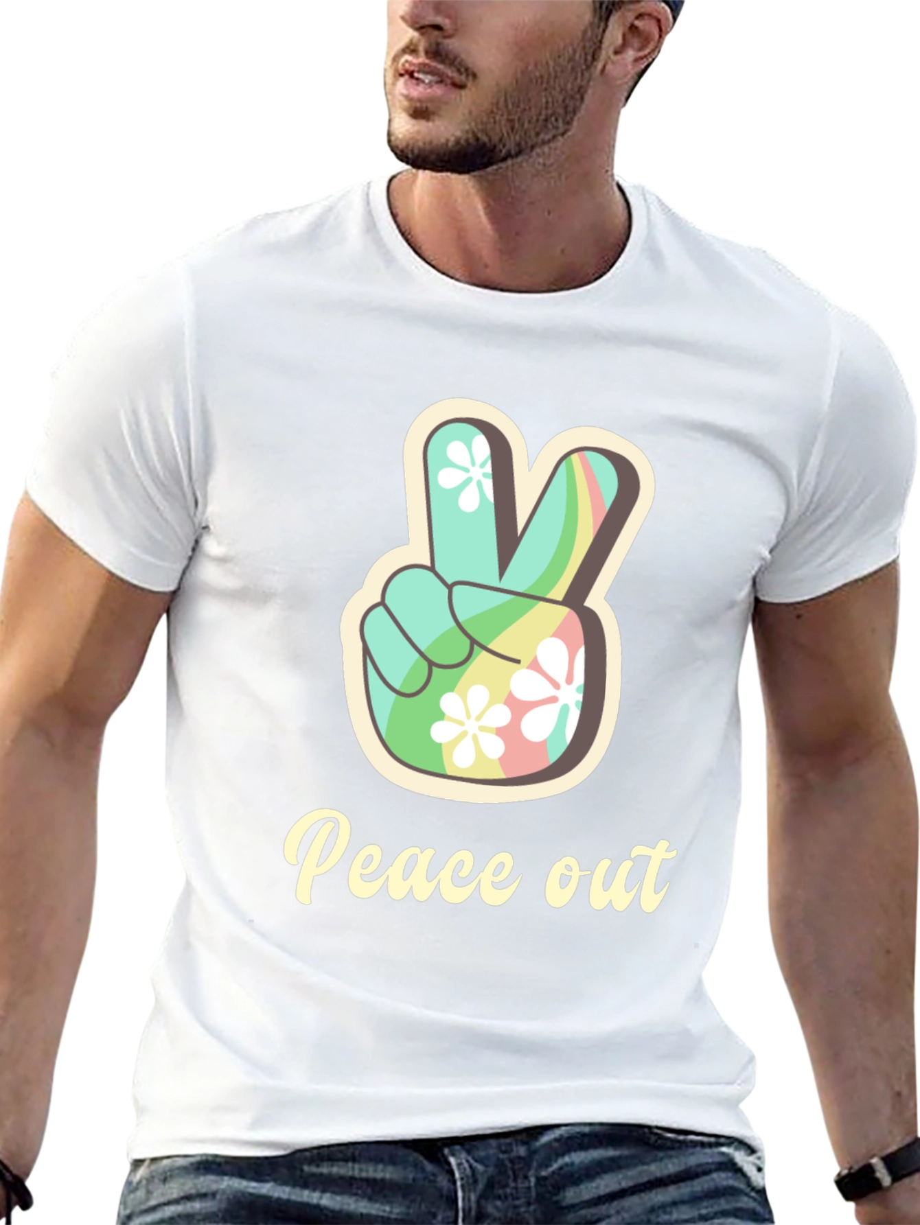 Peace Out Graphic T-Shirt - Black Casual Tee
