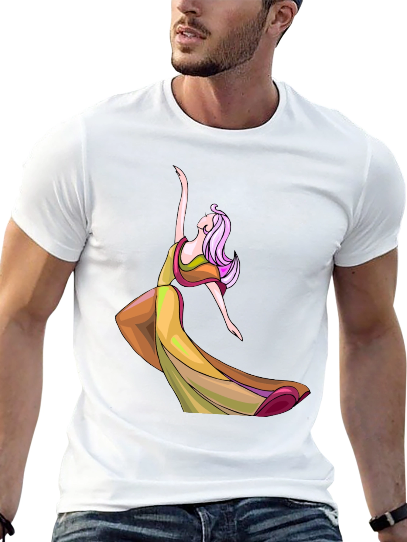 Dancing Lady Graphic Tee - Stylish Black T-Shirt