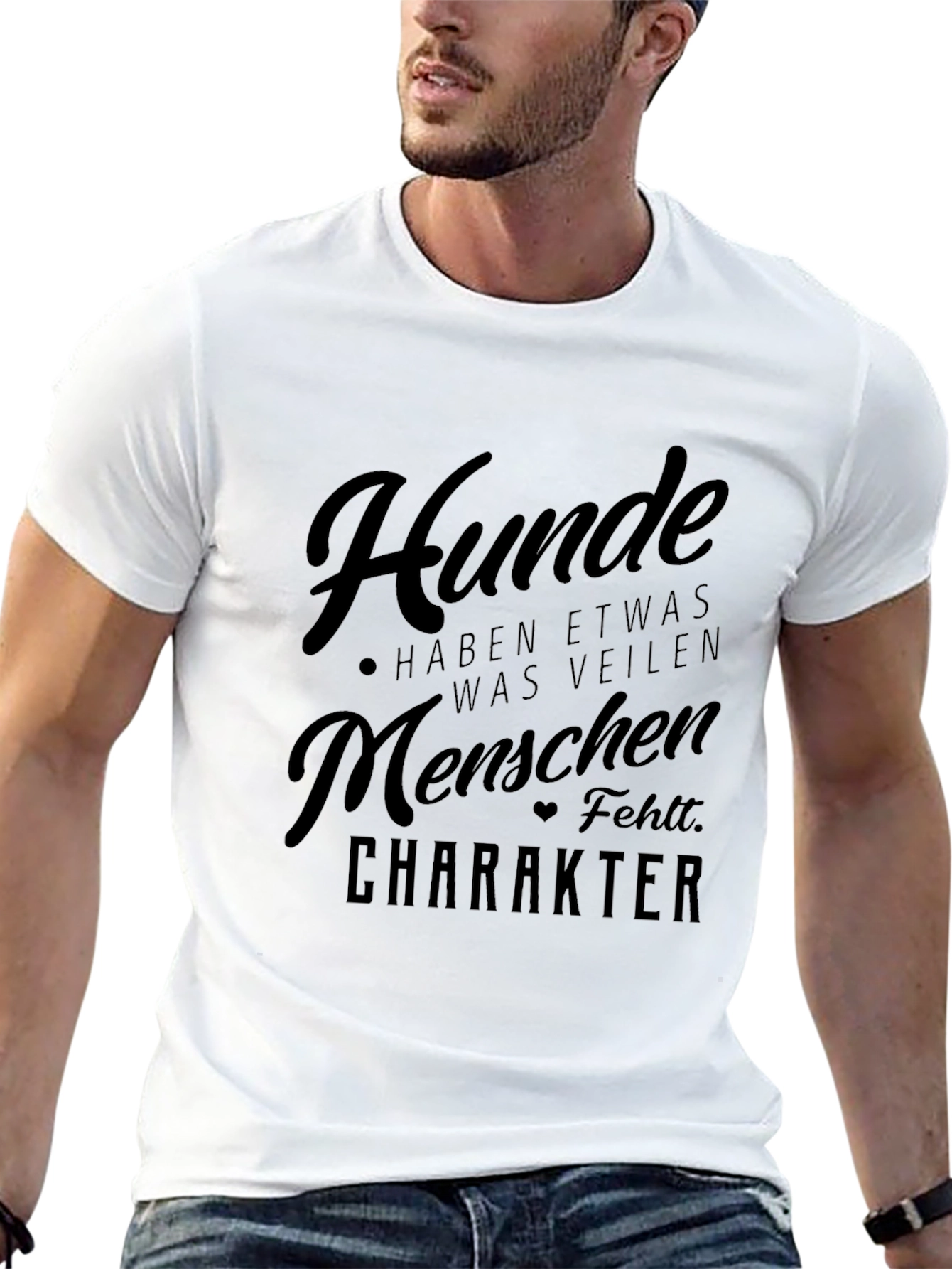 Mens Black Hunde Character T-Shirt