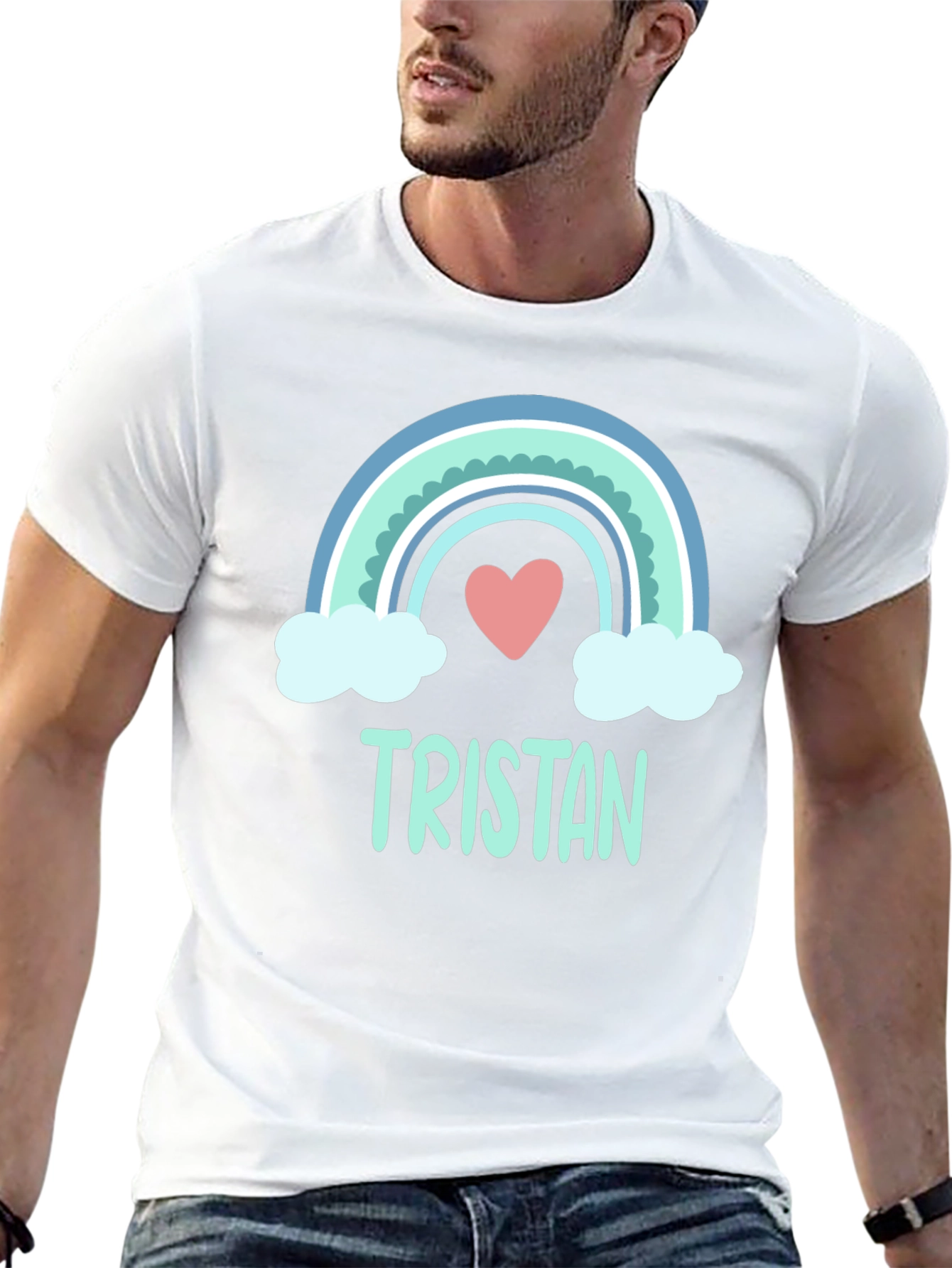 Personalized Tristan Rainbow Heart T-Shirt