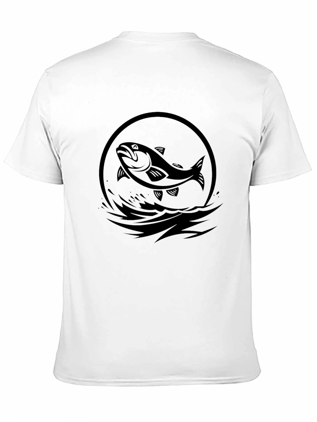 Black T-Shirt with Fish Circle Graphic