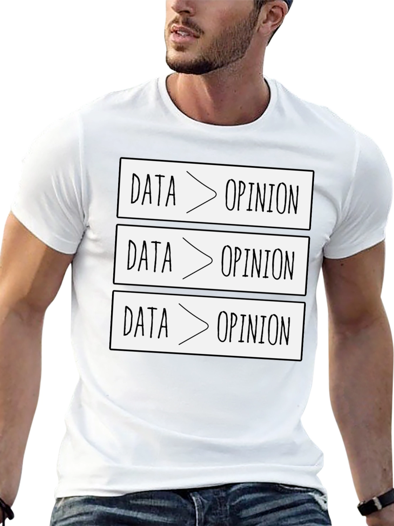 Data Over Opinion Graphic Tee - Black Cotton Blend