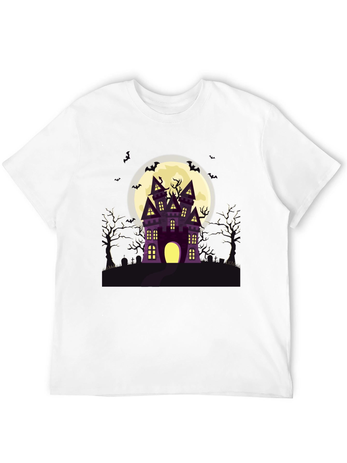 Halloween Spooky Castle Black Graphic Tee