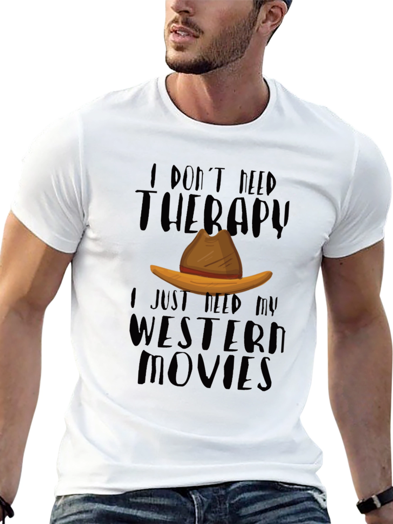 Western Movies Therapy Black T-Shirt