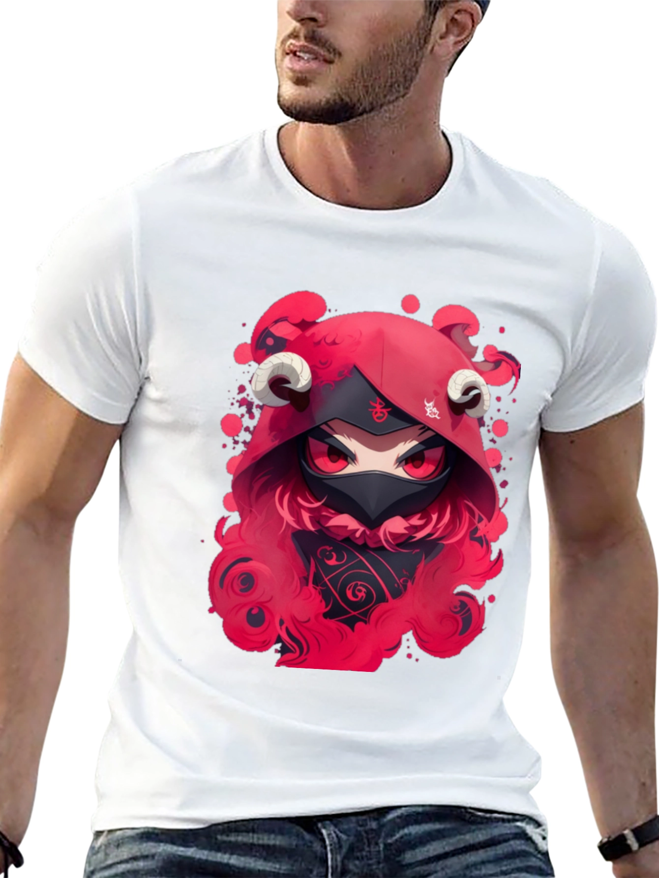 Red Devil Anime Graphic Black T-Shirt