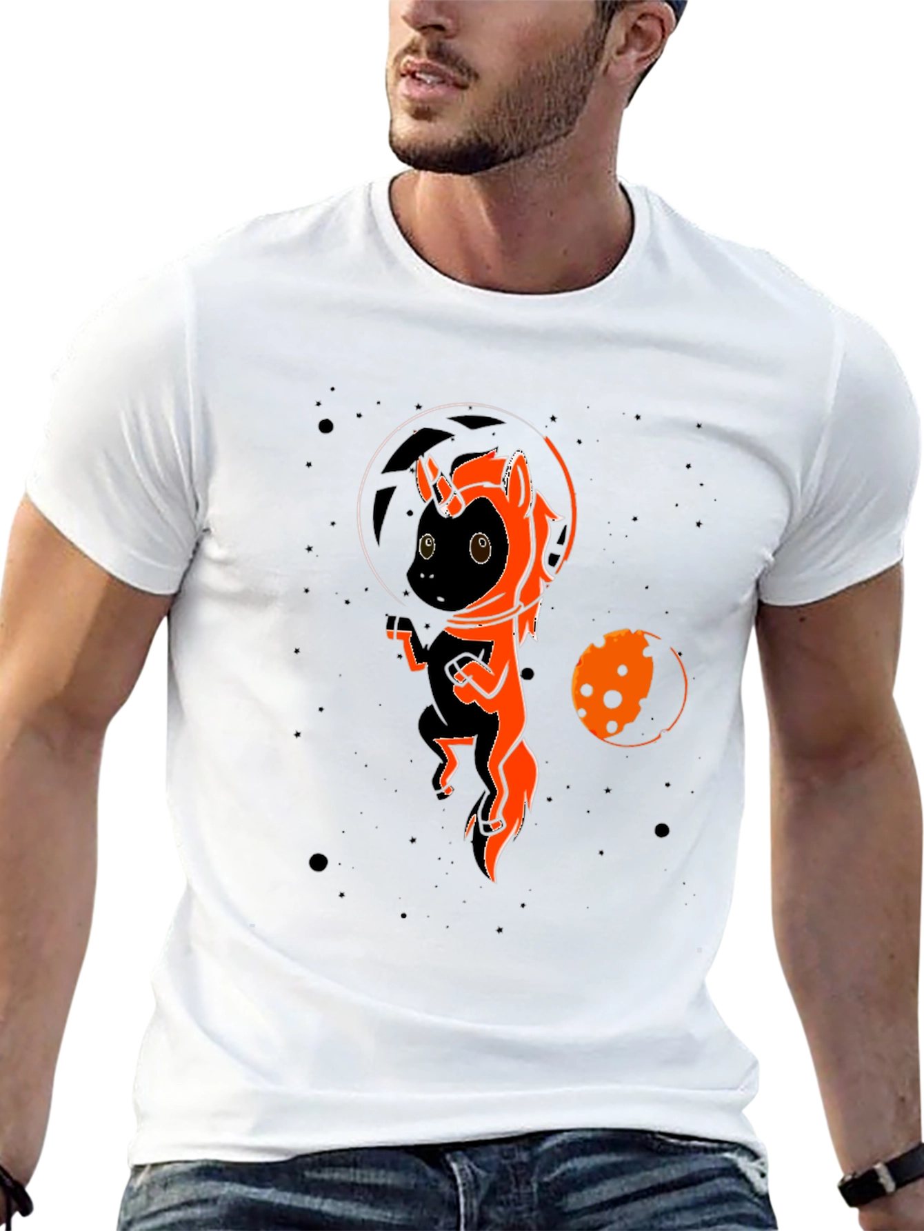 Space Unicorn Black T-Shirt