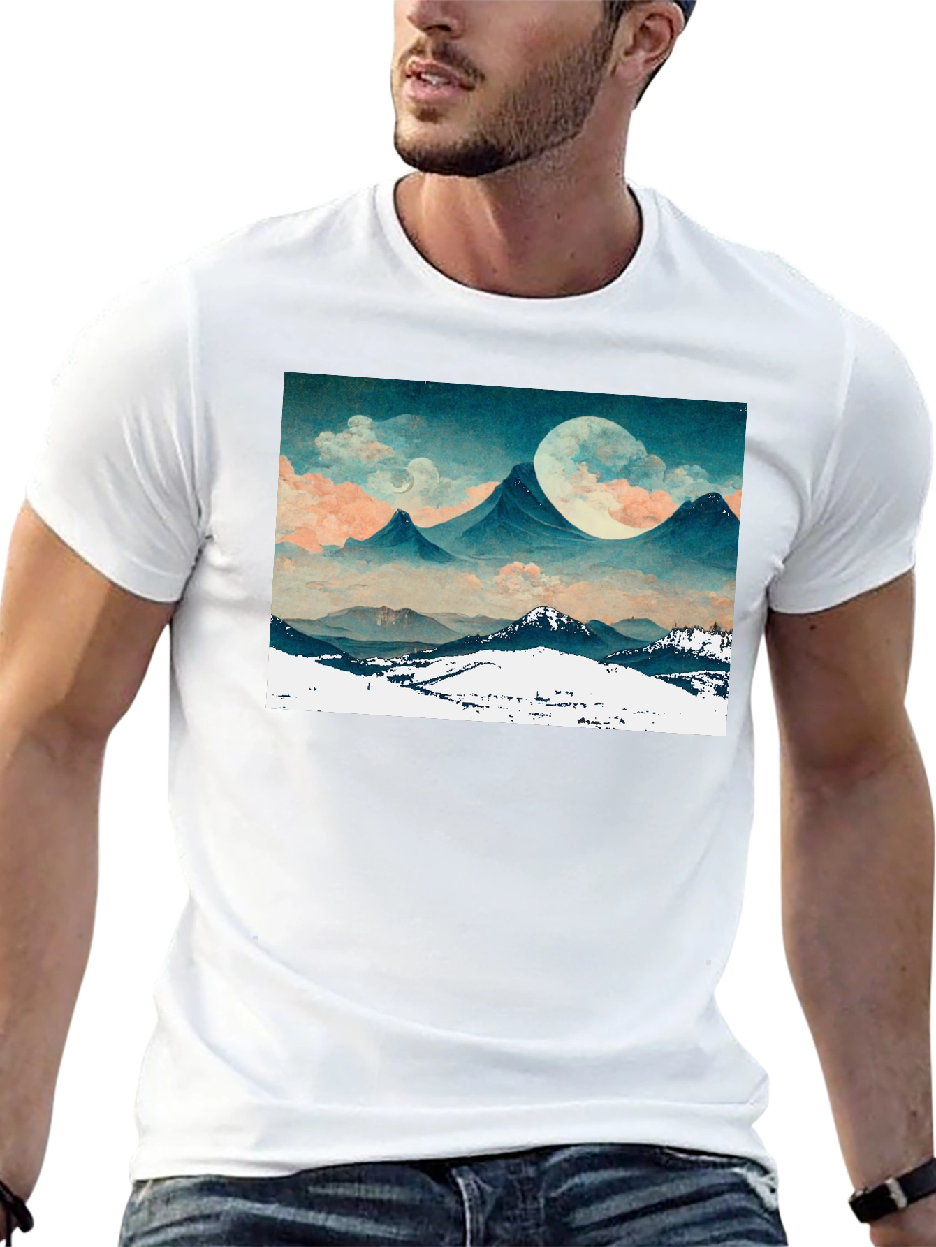 Mountain Moonscape Graphic Tee - Black Unisex