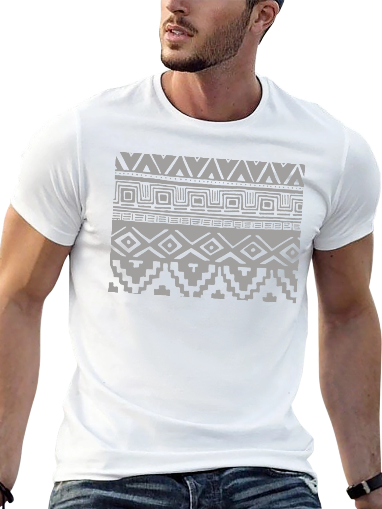 Tribal Patterned Black T-Shirt