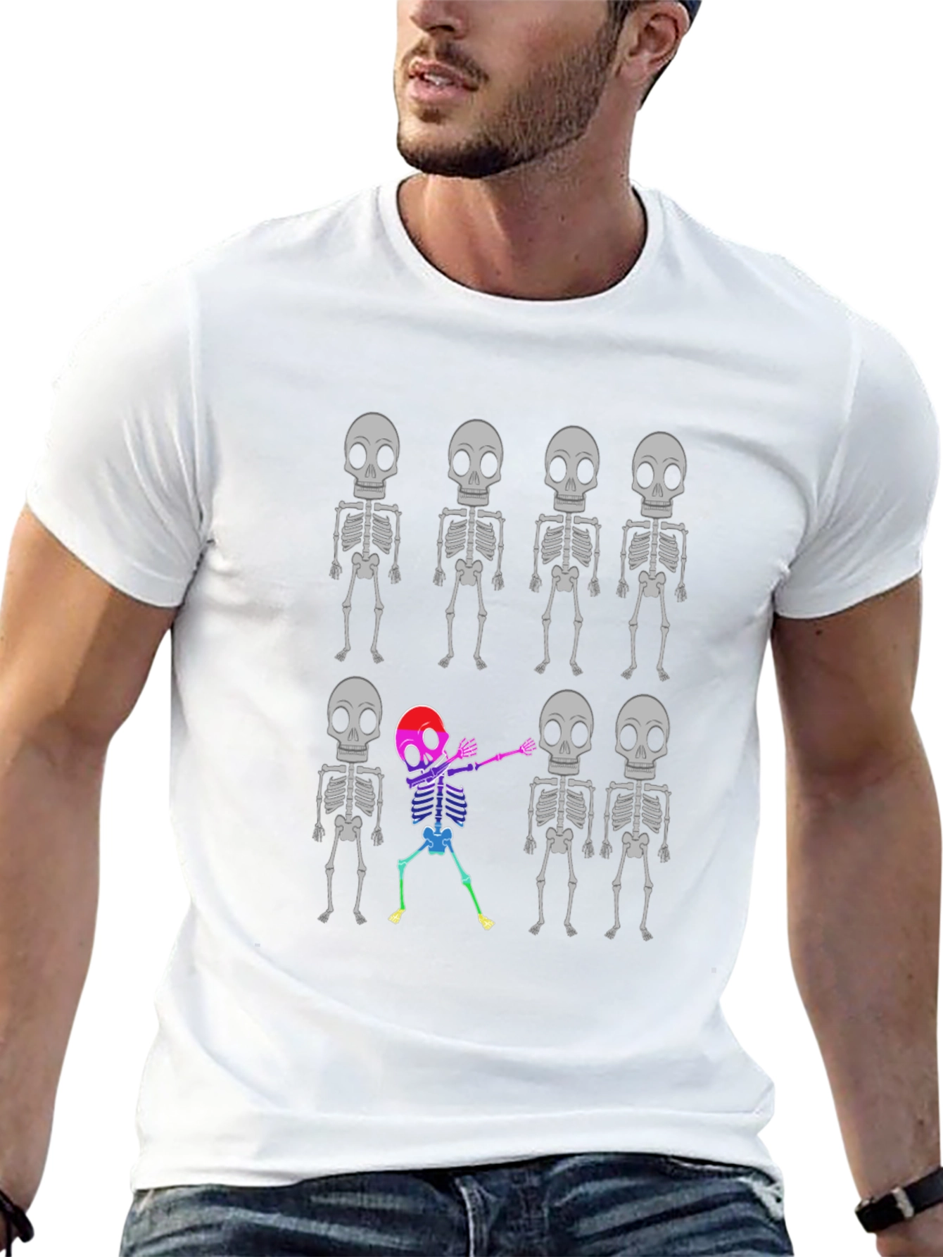 Skeleton Dabbing T-Shirt - Halloween Novelty Tee