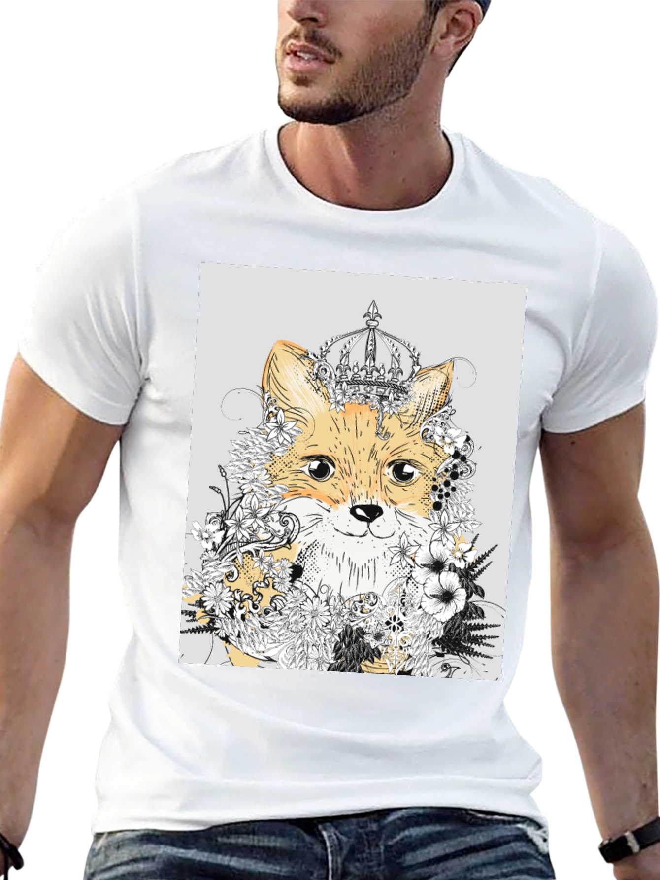 Fox & Floral Crown Graphic Tee