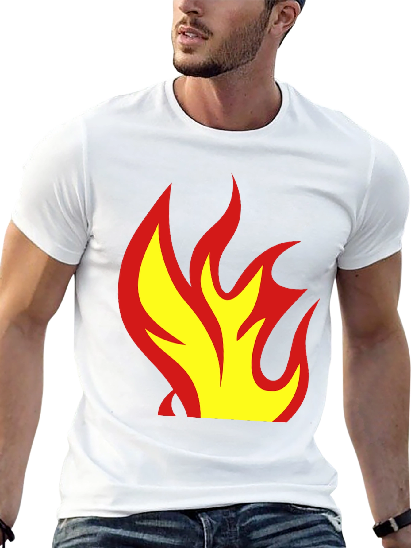 Flame Graphic Tee - Fire Design Black T-Shirt