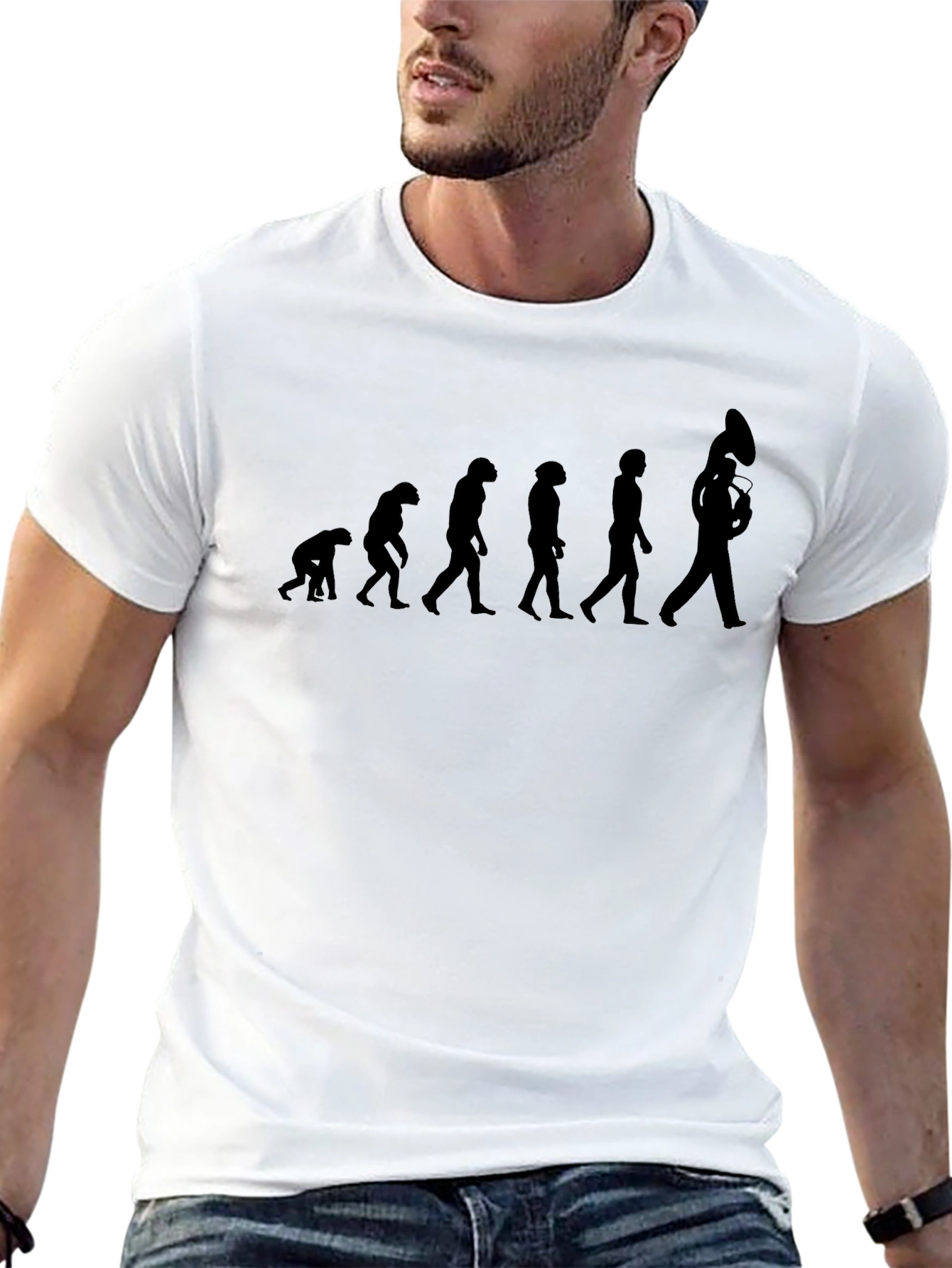 Evolution of Tuba Player Black T-Shirt