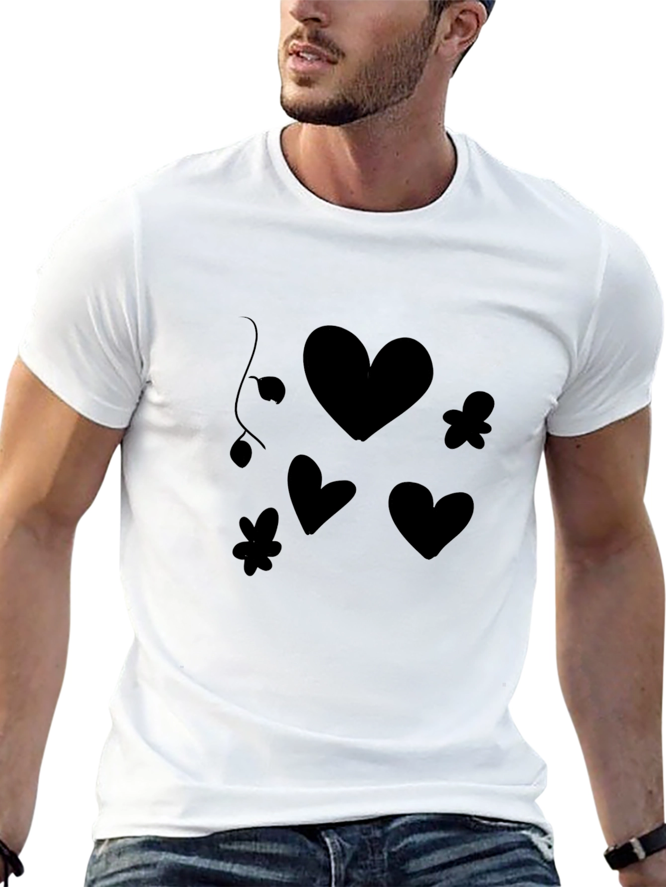 Black Hearts & Flowers Graphic Tee