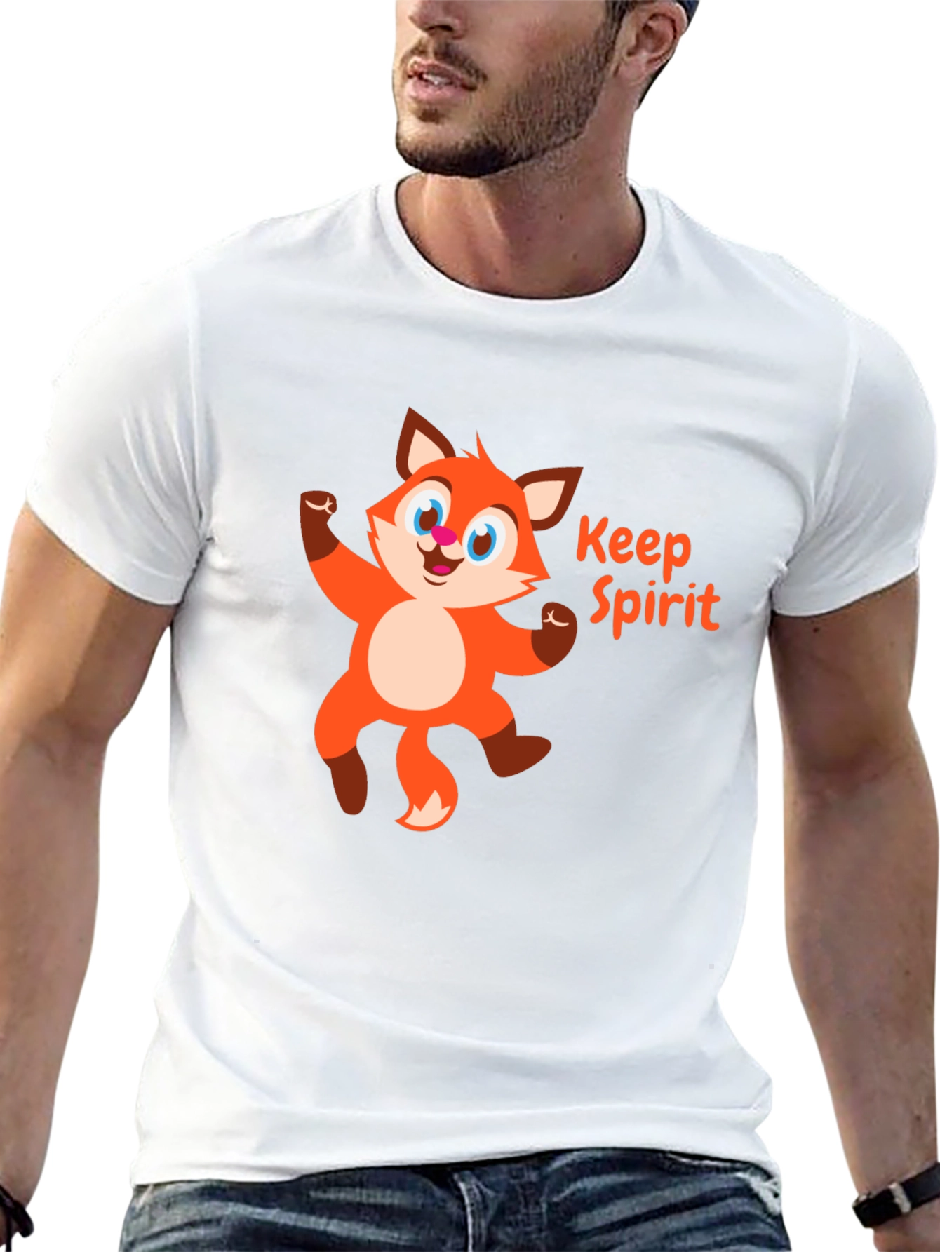 Keep Spirit Fox Cartoon Black T-Shirt