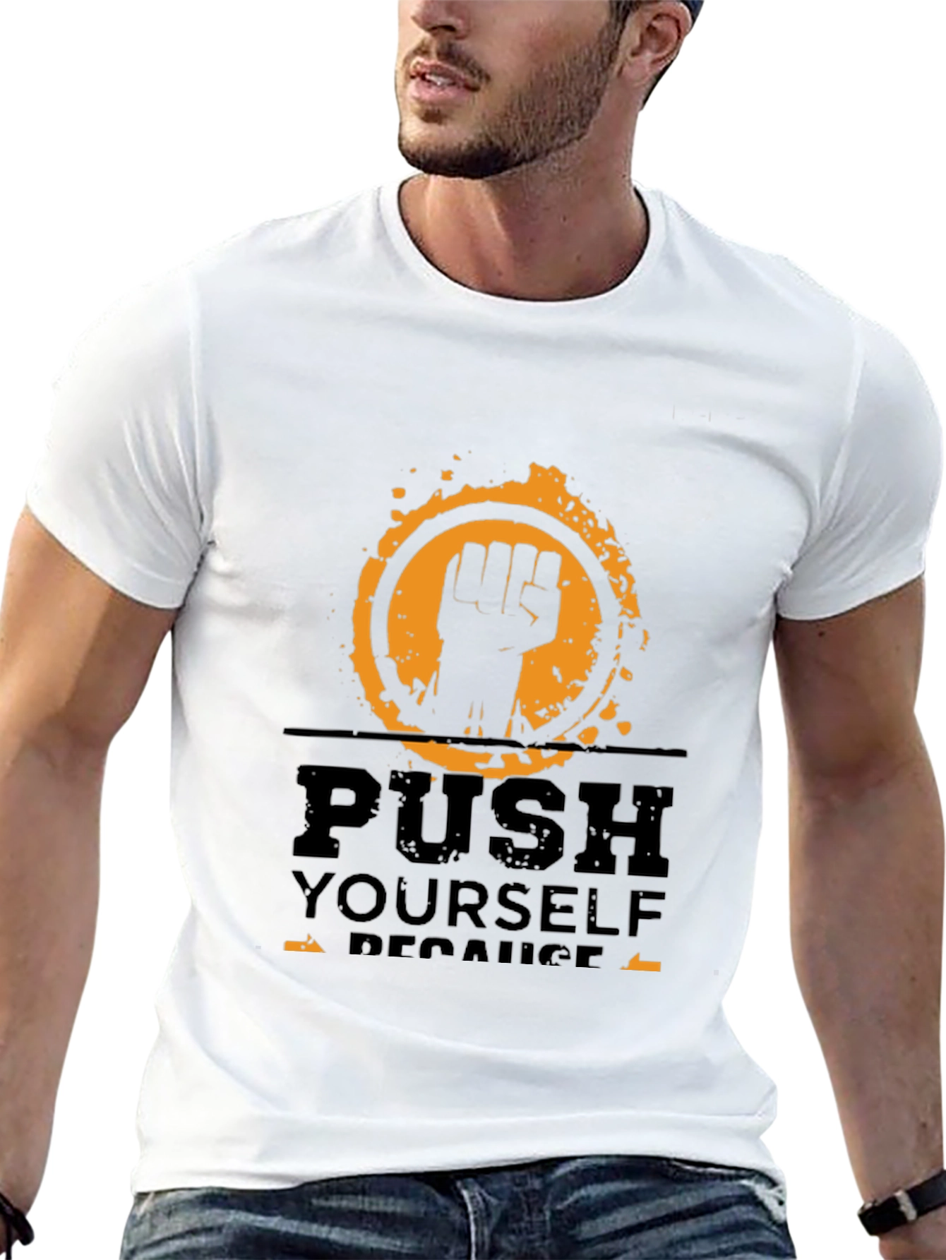 Motivational Push Yourself Black T-Shirt