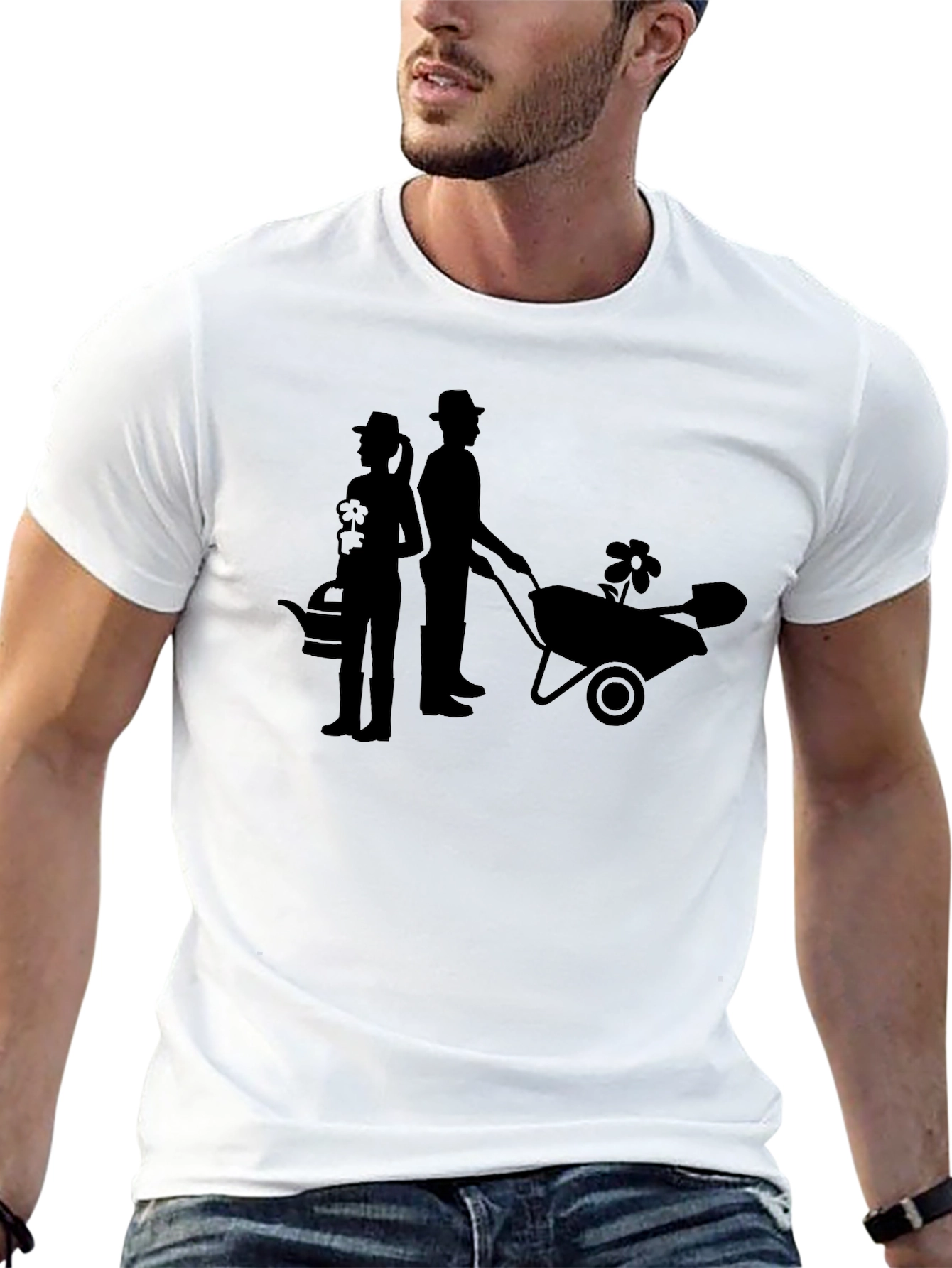 Gardener Couple Graphic Tee - Black Cotton T-Shirt