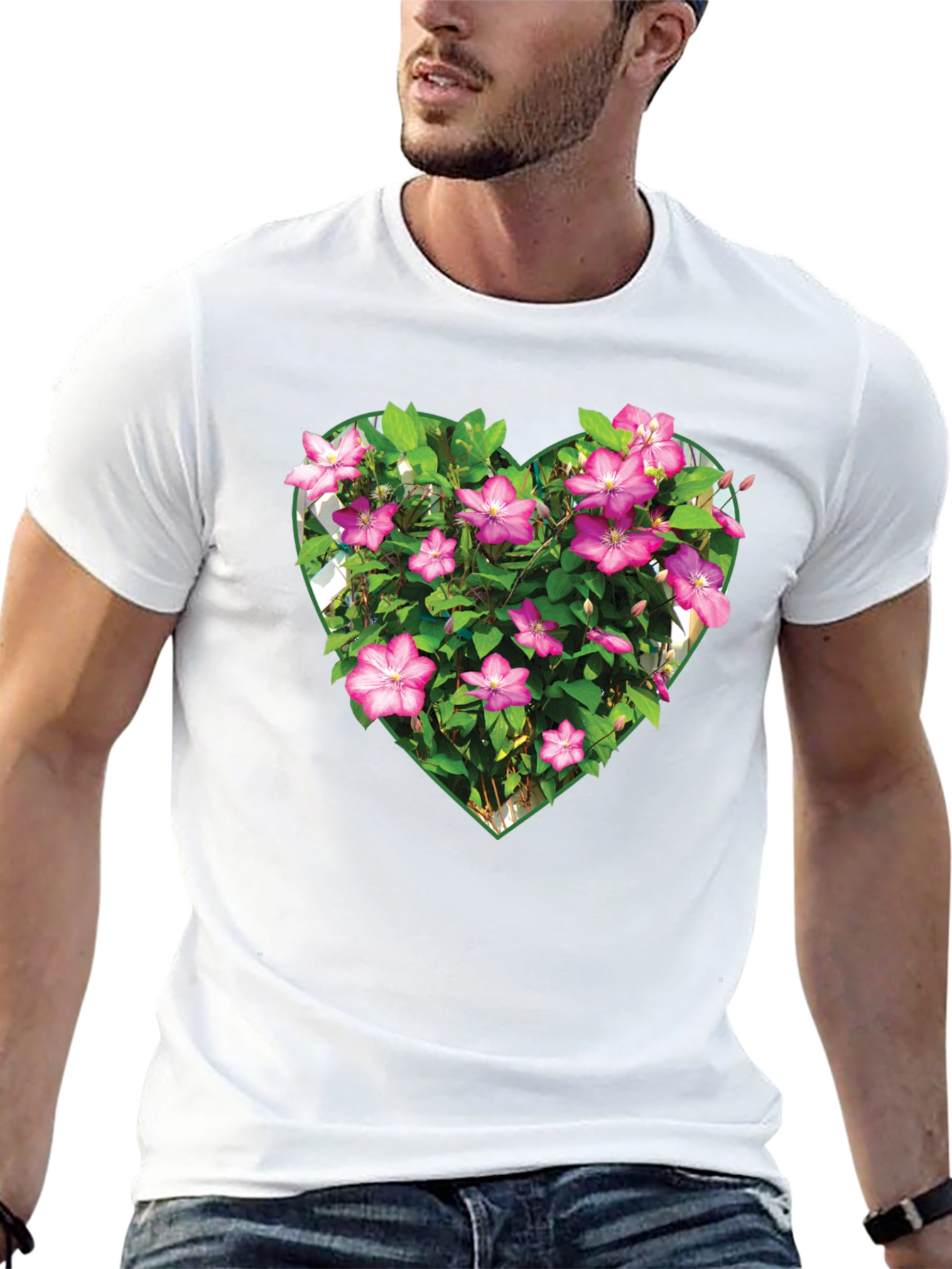 Floral Heart Graphic T-Shirt - Black