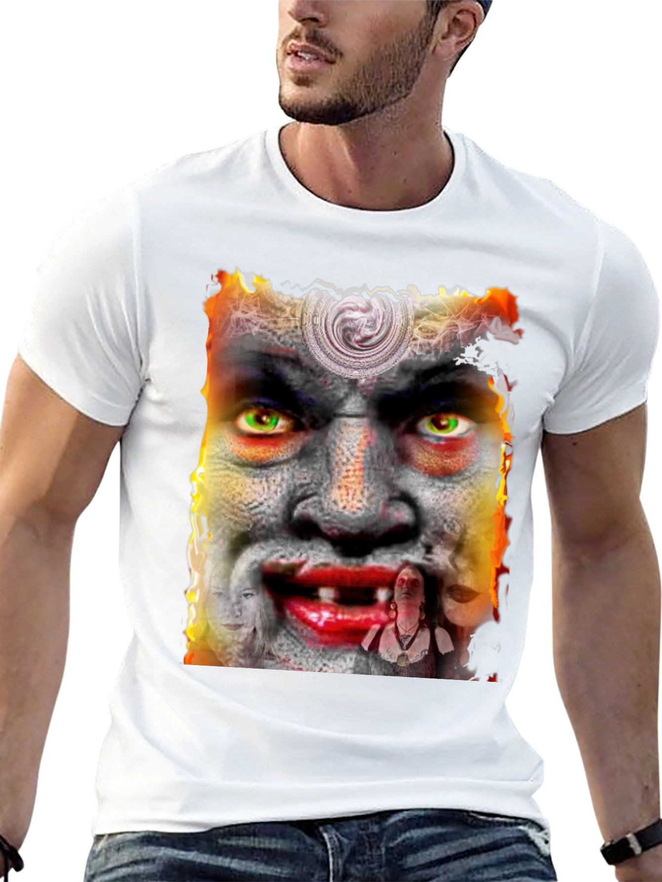 Unique Graphic Tee - Horror Face Design