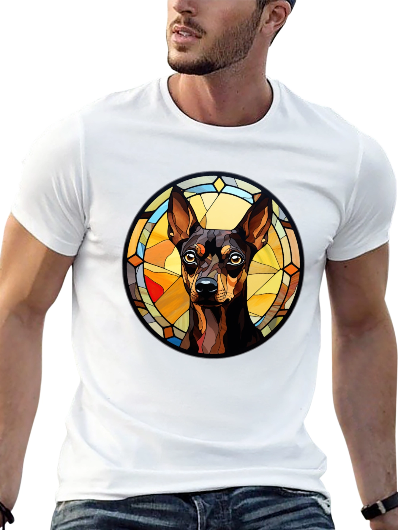 Dog Breed Stained Glass Style Graphic Tee