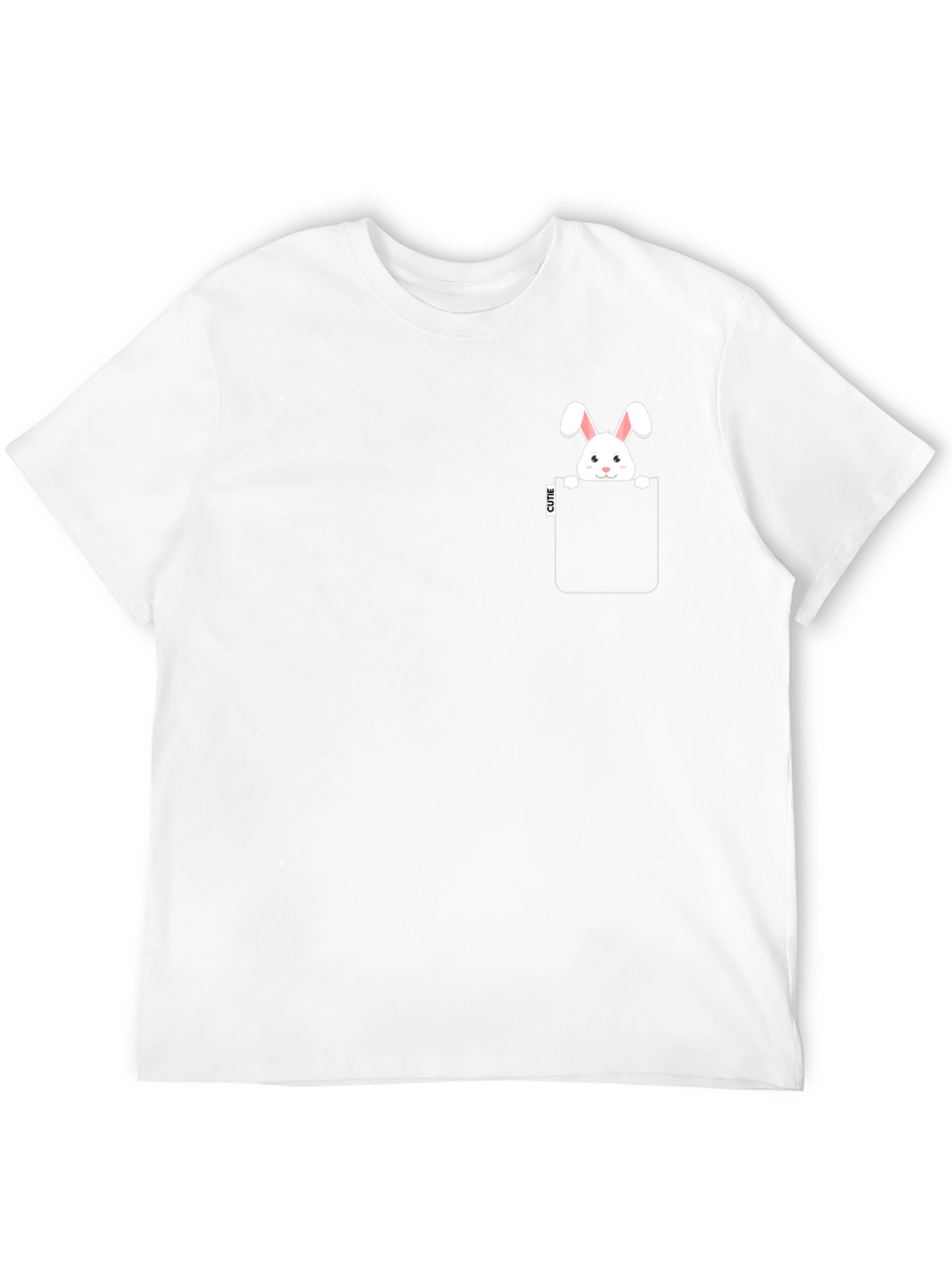 Cute Bunny Pocket Black T-Shirt