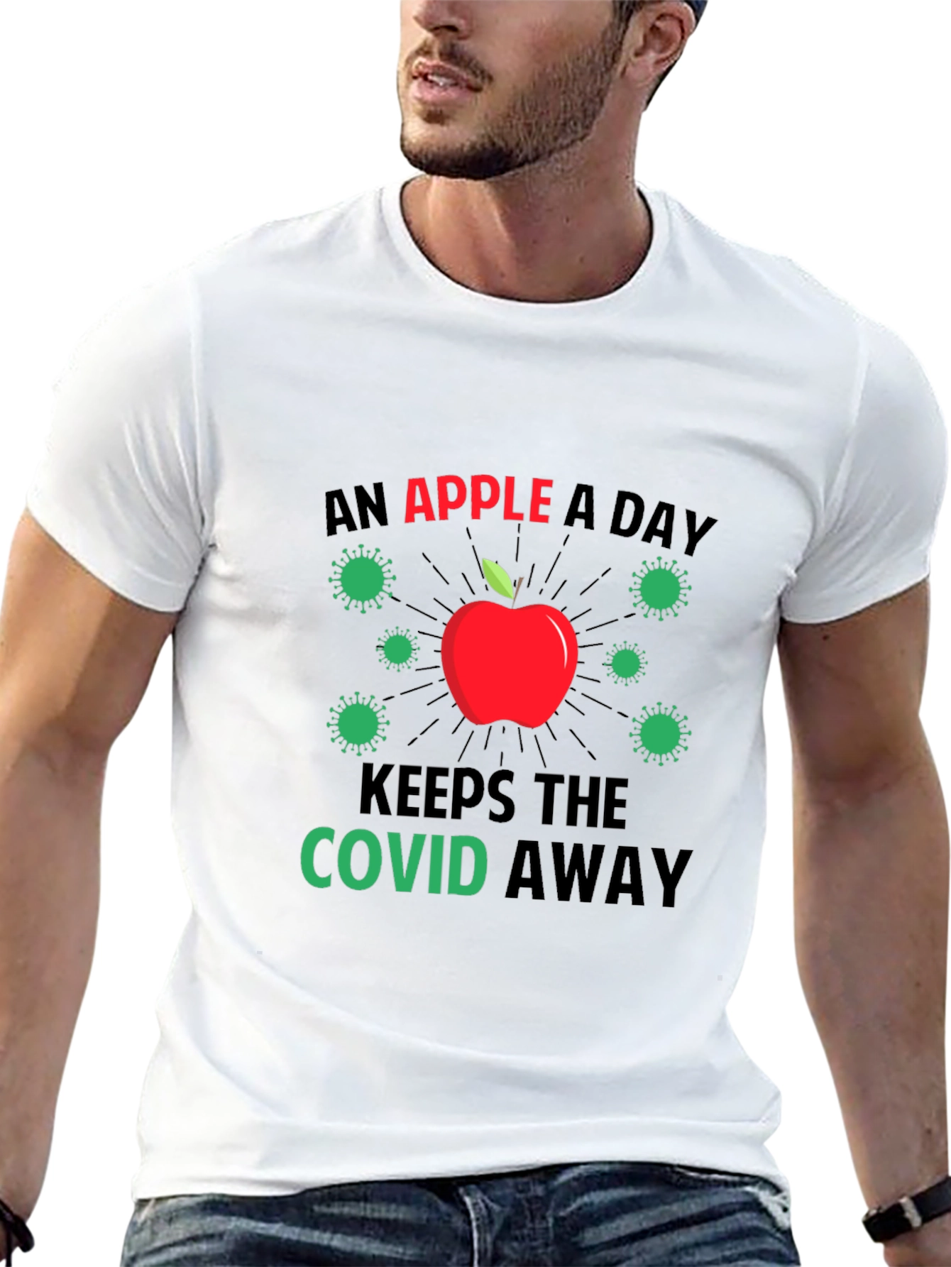 An Apple A Day Keeps COVID Away Black T-Shirt