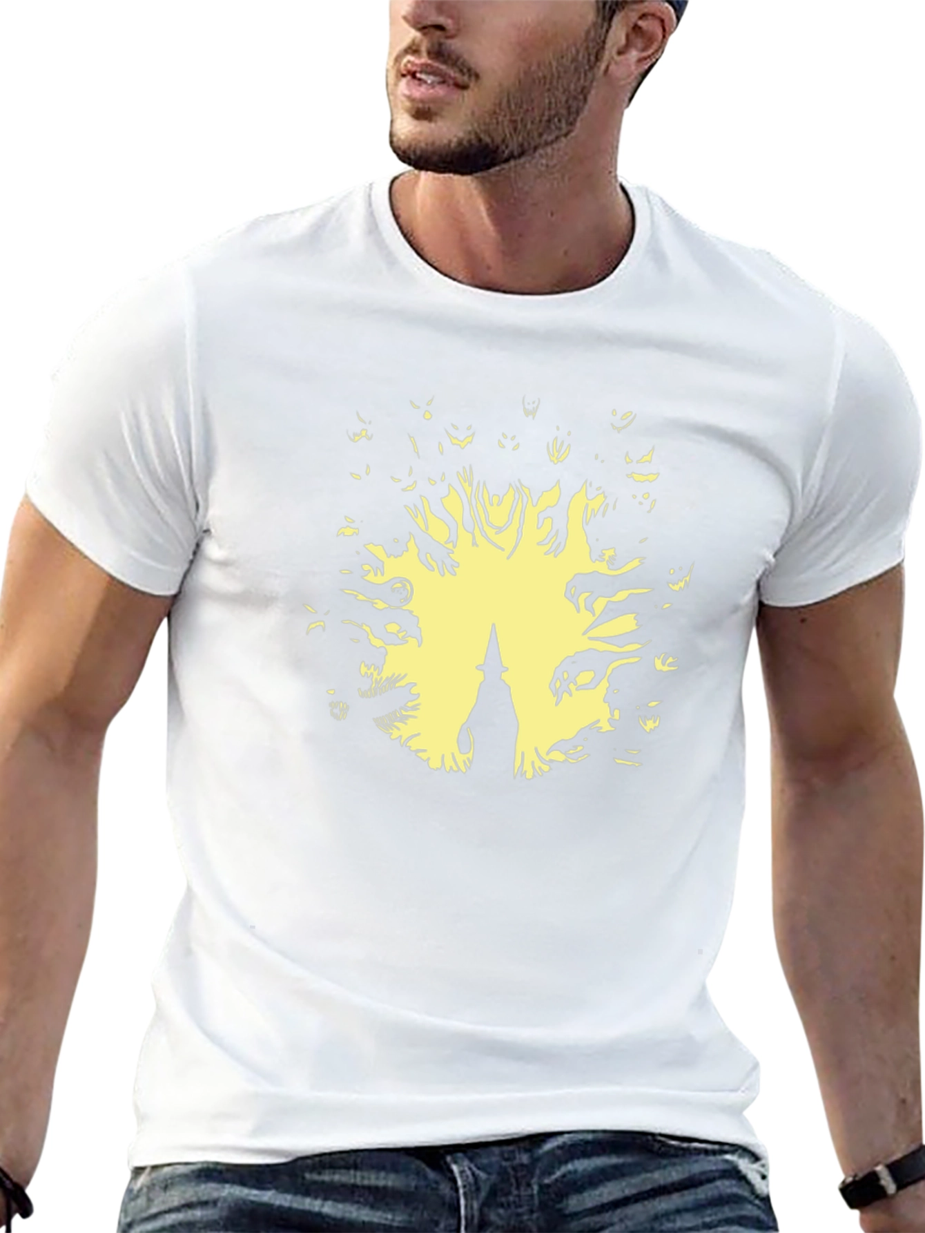 Witch Surrounded by Spirits Black T-Shirt