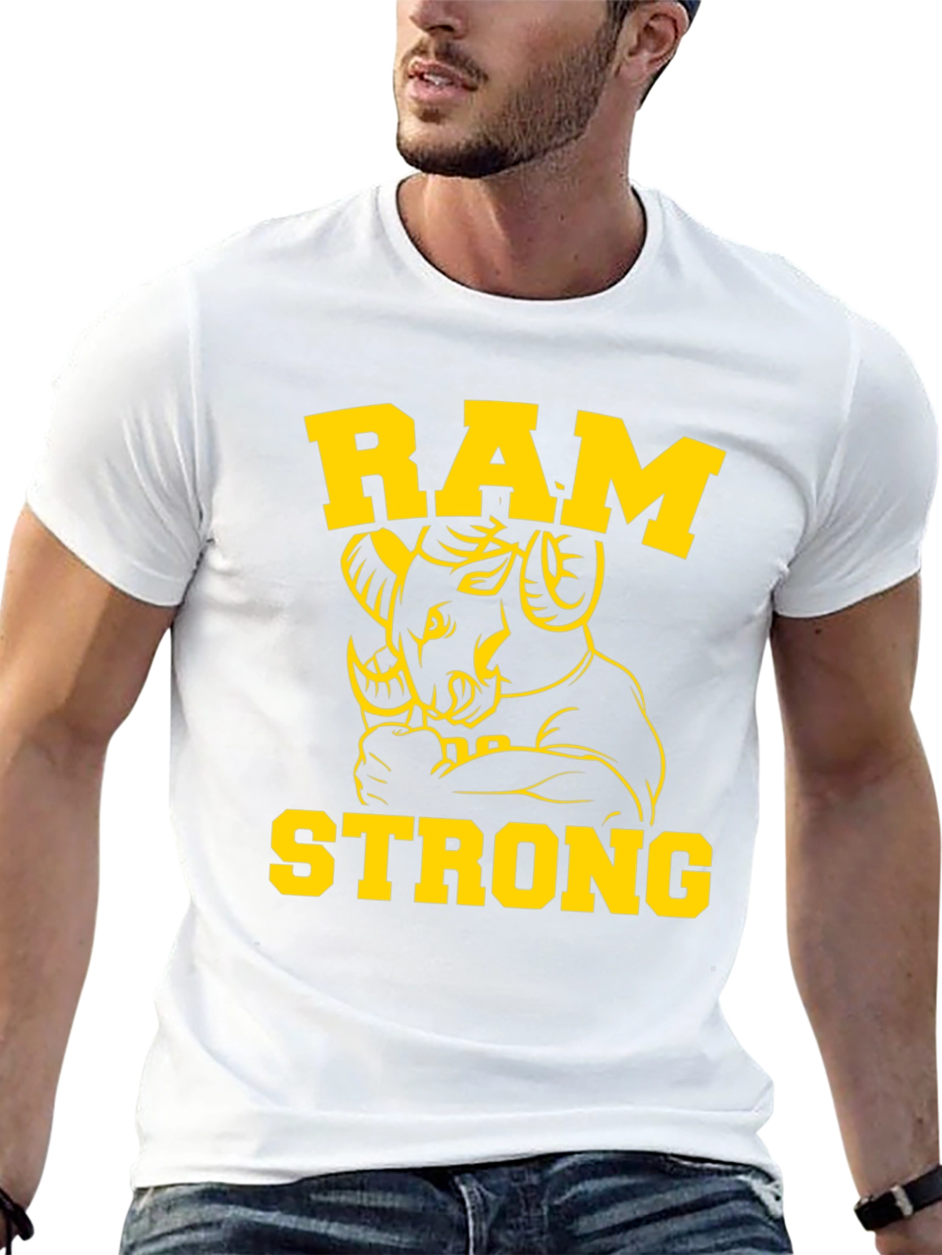 Ram Strong Graphic Tee - Black Cotton T-Shirt