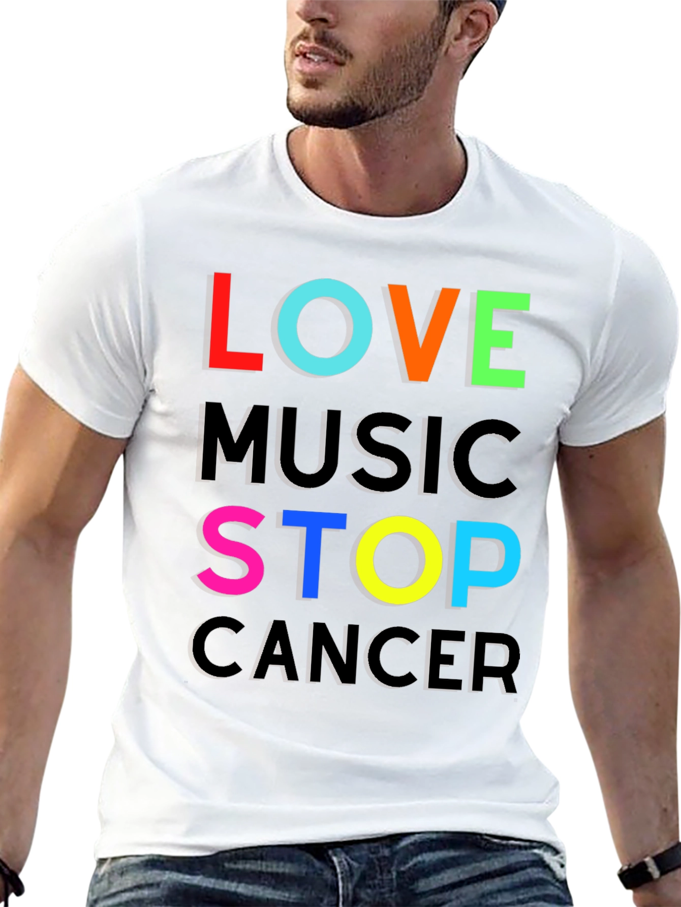 Love Music Stop Cancer Graphic Tee