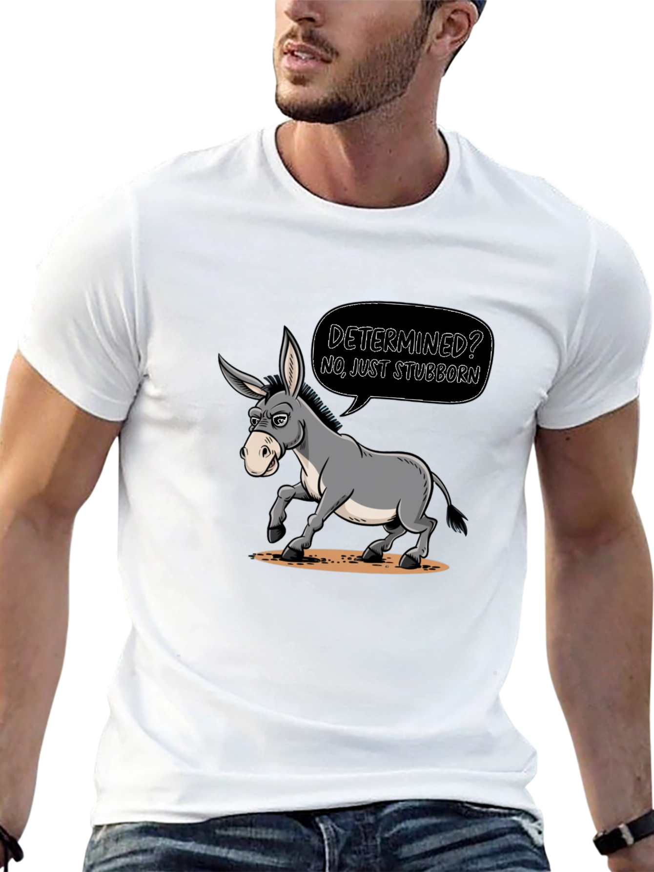 Stubborn Donkey Cartoon Graphic Tee