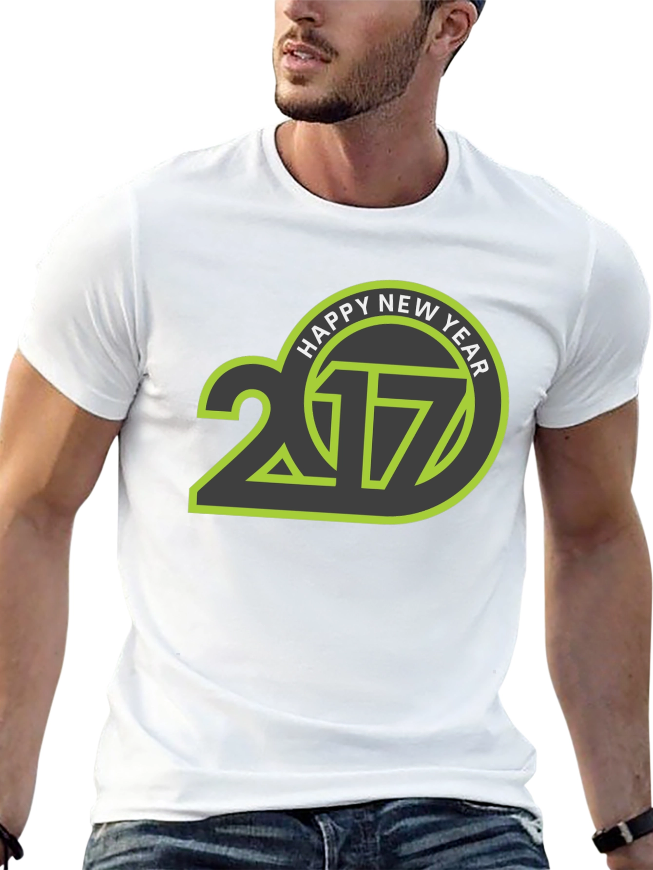 Happy New Year 2017 T-Shirt - Black Crew Neck