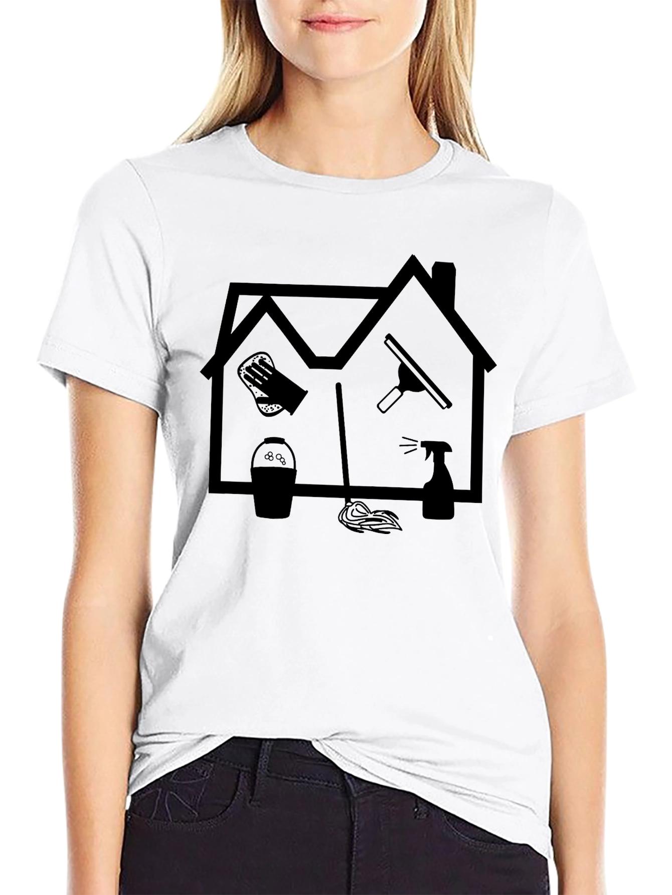 House Cleaning Service T-Shirt - Black Cotton