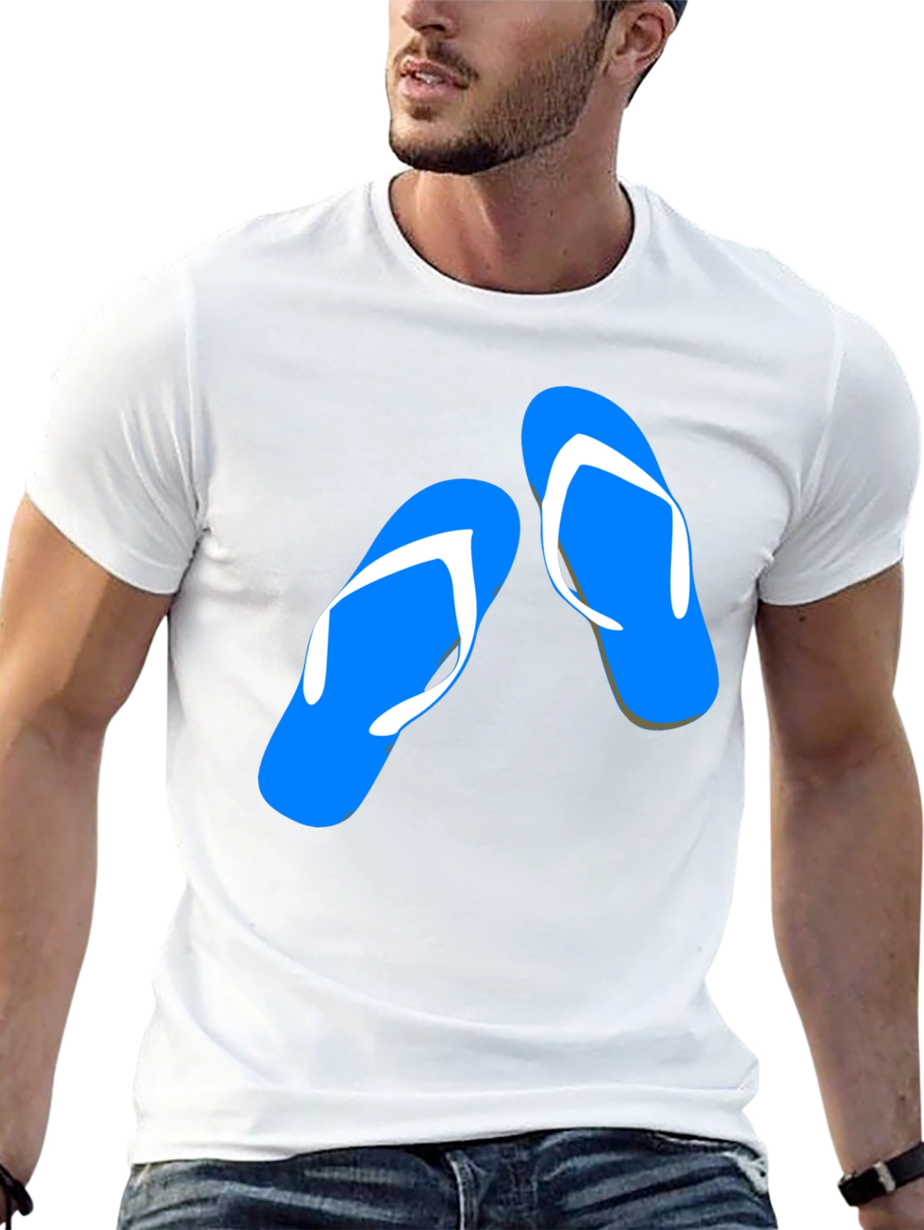 Summer Flip Flop Graphic Tee - Black Cotton T-Shirt