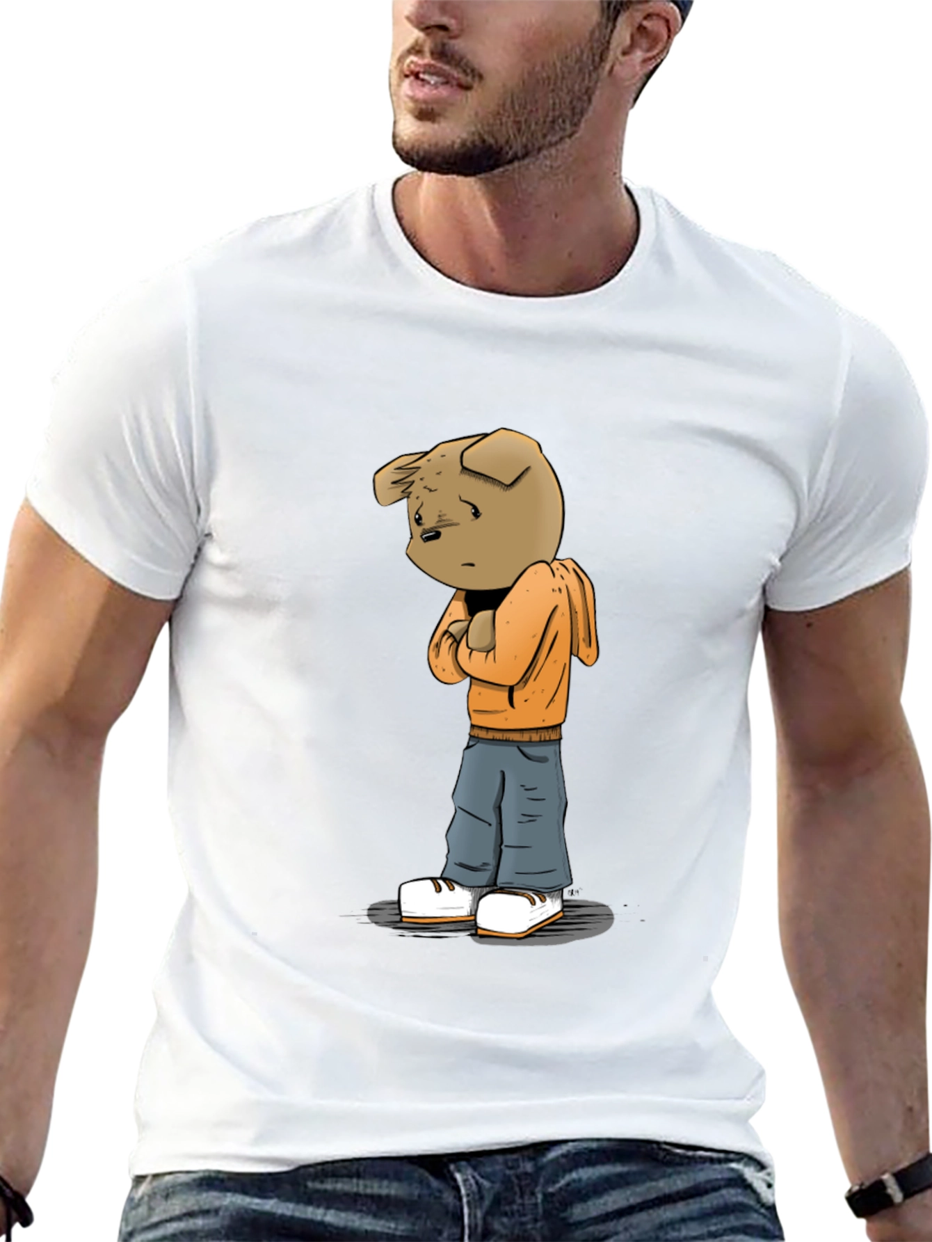 Cartoon Dog Graphic Black Tee