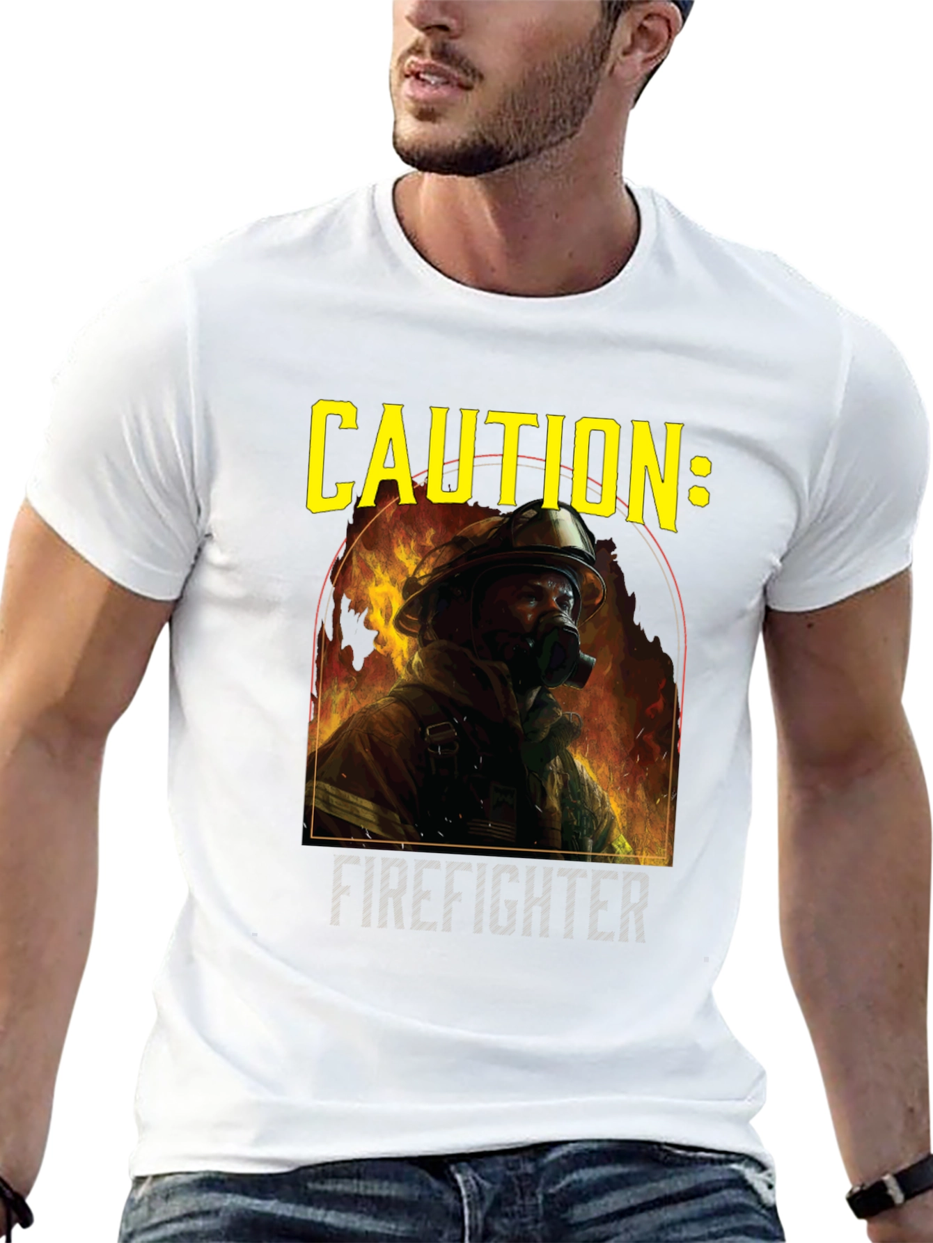 Caution Firefighter Graphic Tee - Black