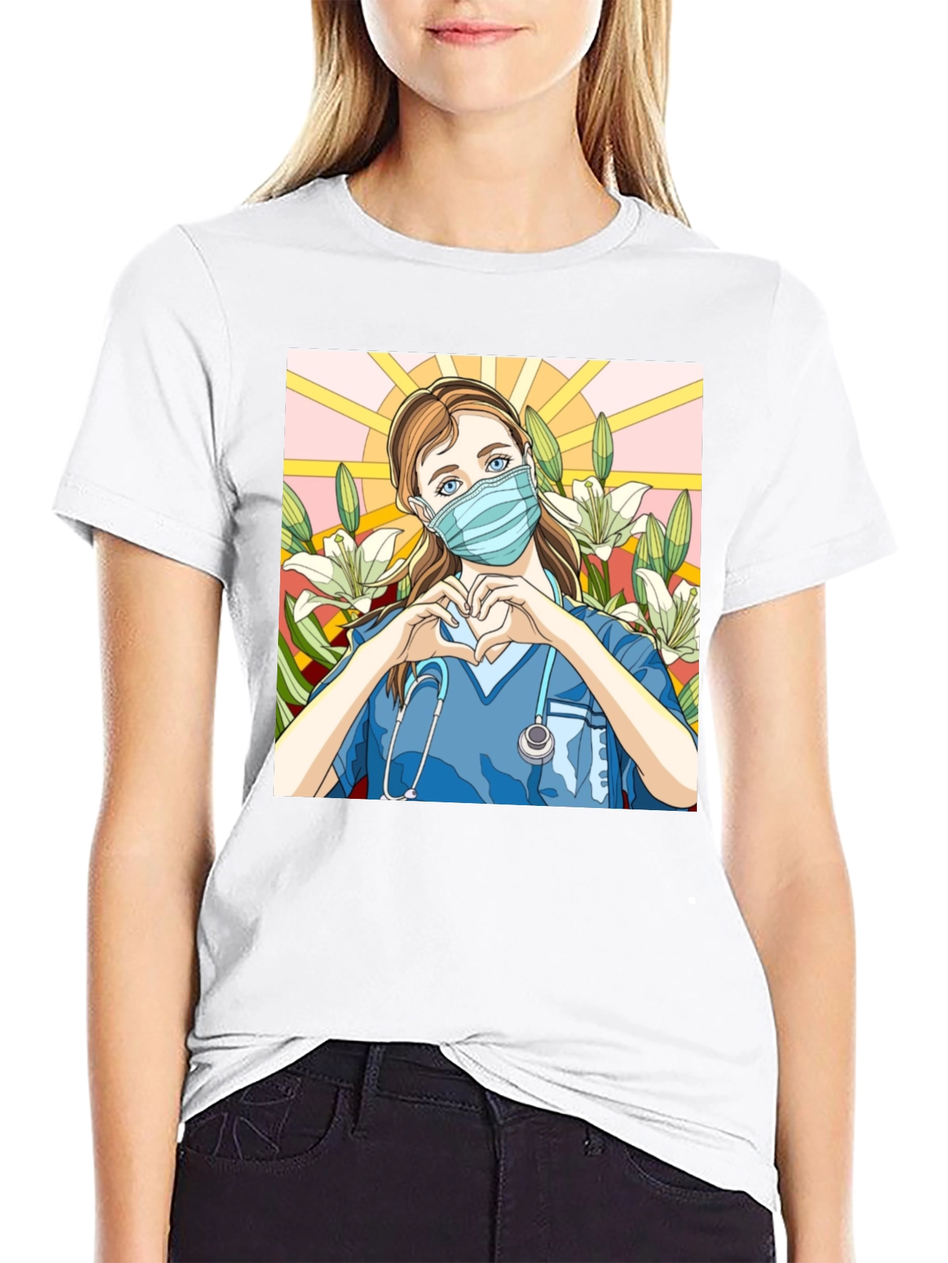 Nurse Heart Hands Graphic T-Shirt