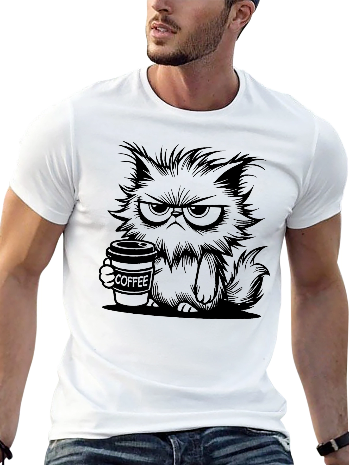 Grumpy Cat Coffee Graphic Tee - Black