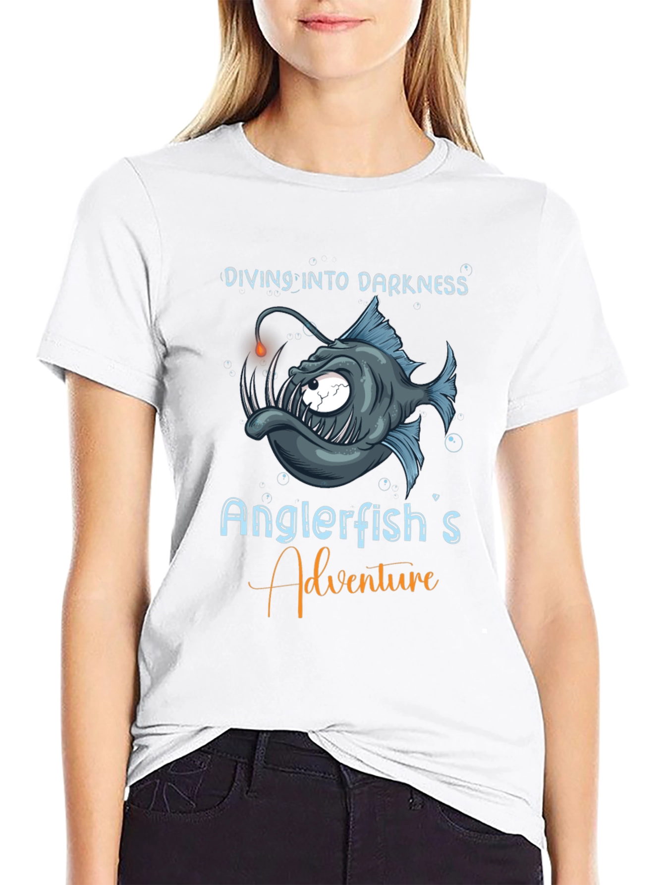 Anglerfishs Adventure T-Shirt - Diving Into Darkness