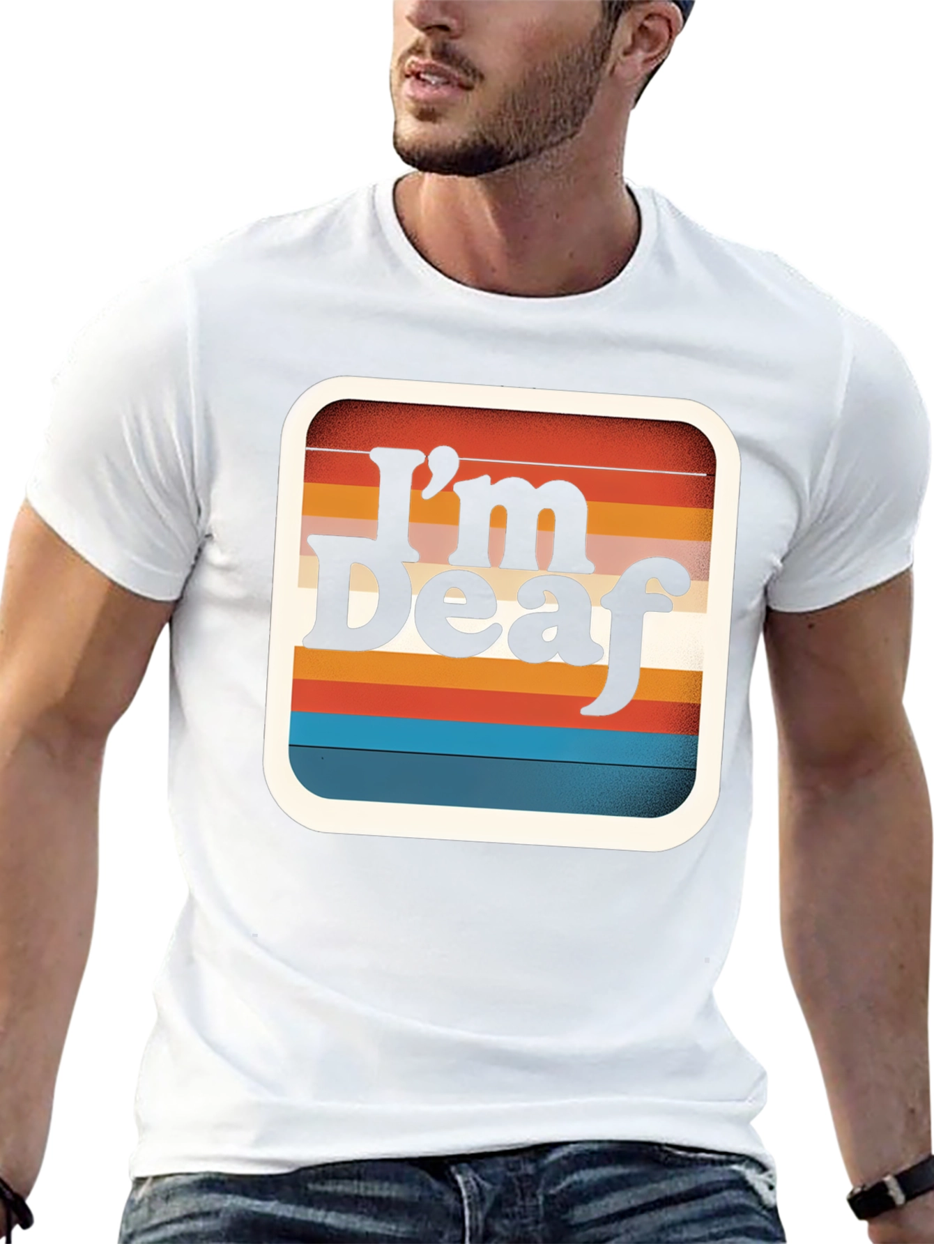 Im Deaf Retro Striped Graphic Tee